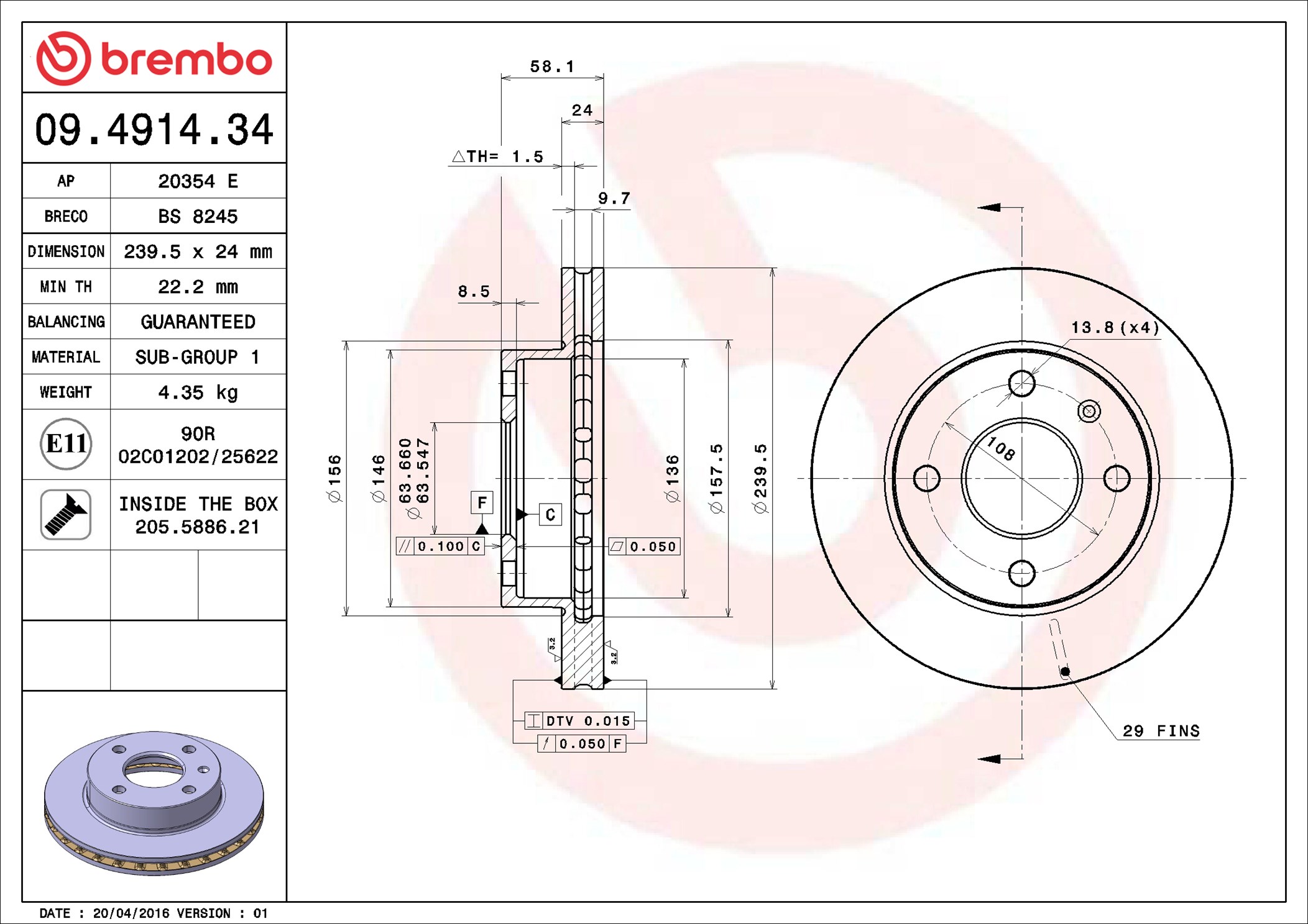 Discofreno - 09.4914.34 BREMBO