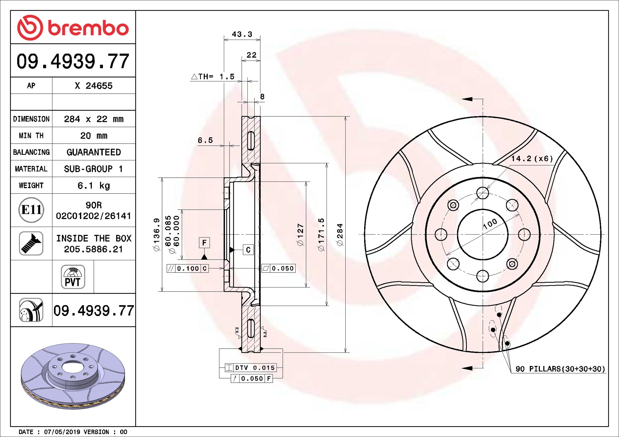 Brake Disc - 09.4939.77 BREMBO