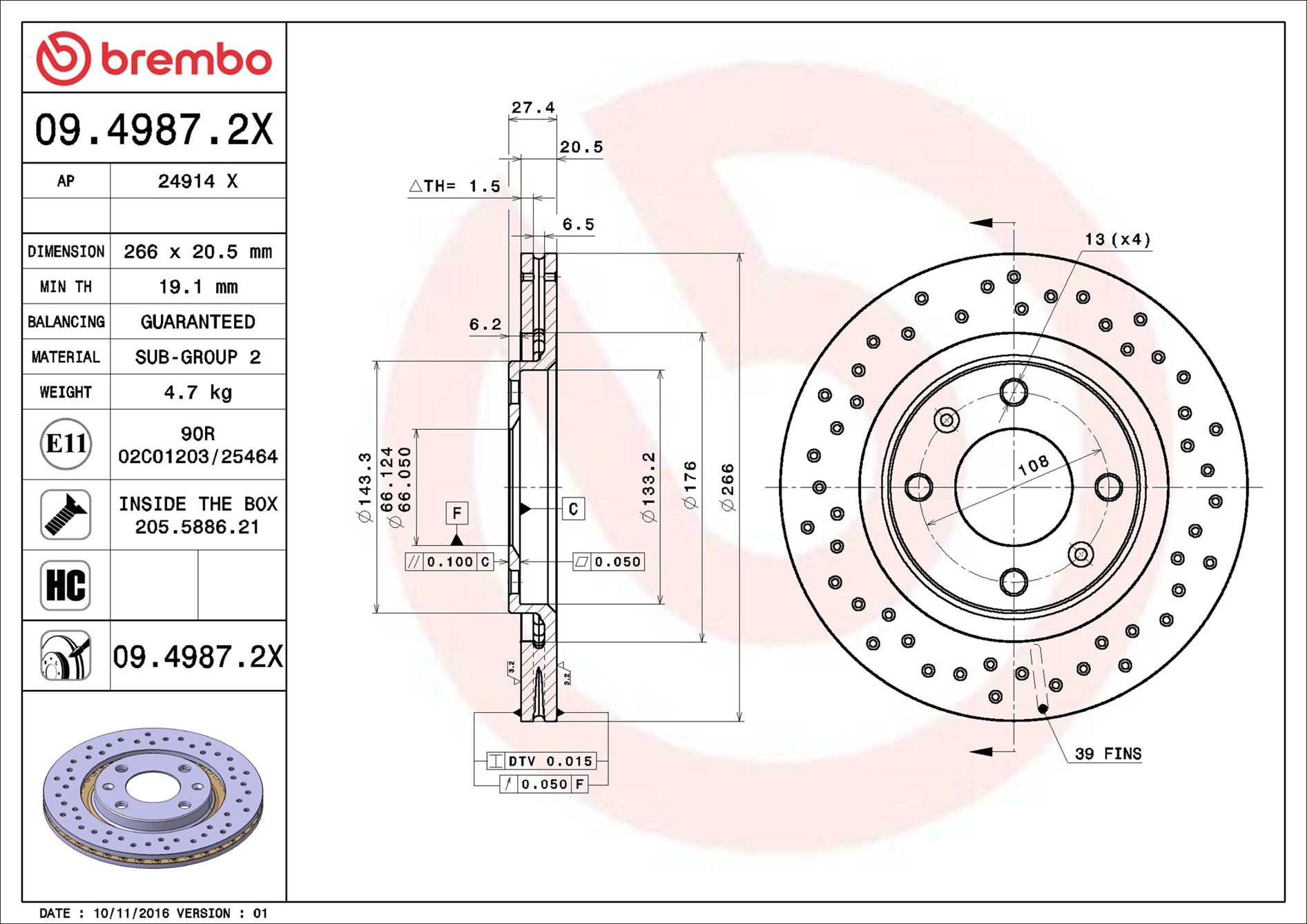 Discofreno - 09.4987.2X BREMBO