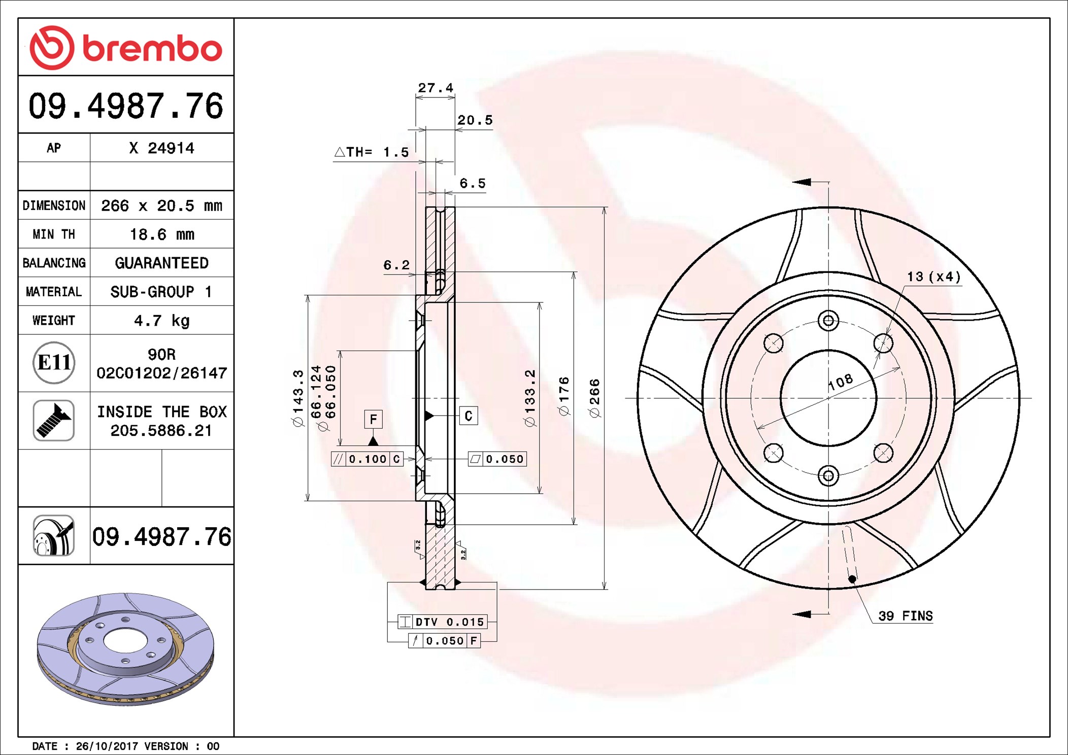 Discofreno - 09.4987.76 BREMBO