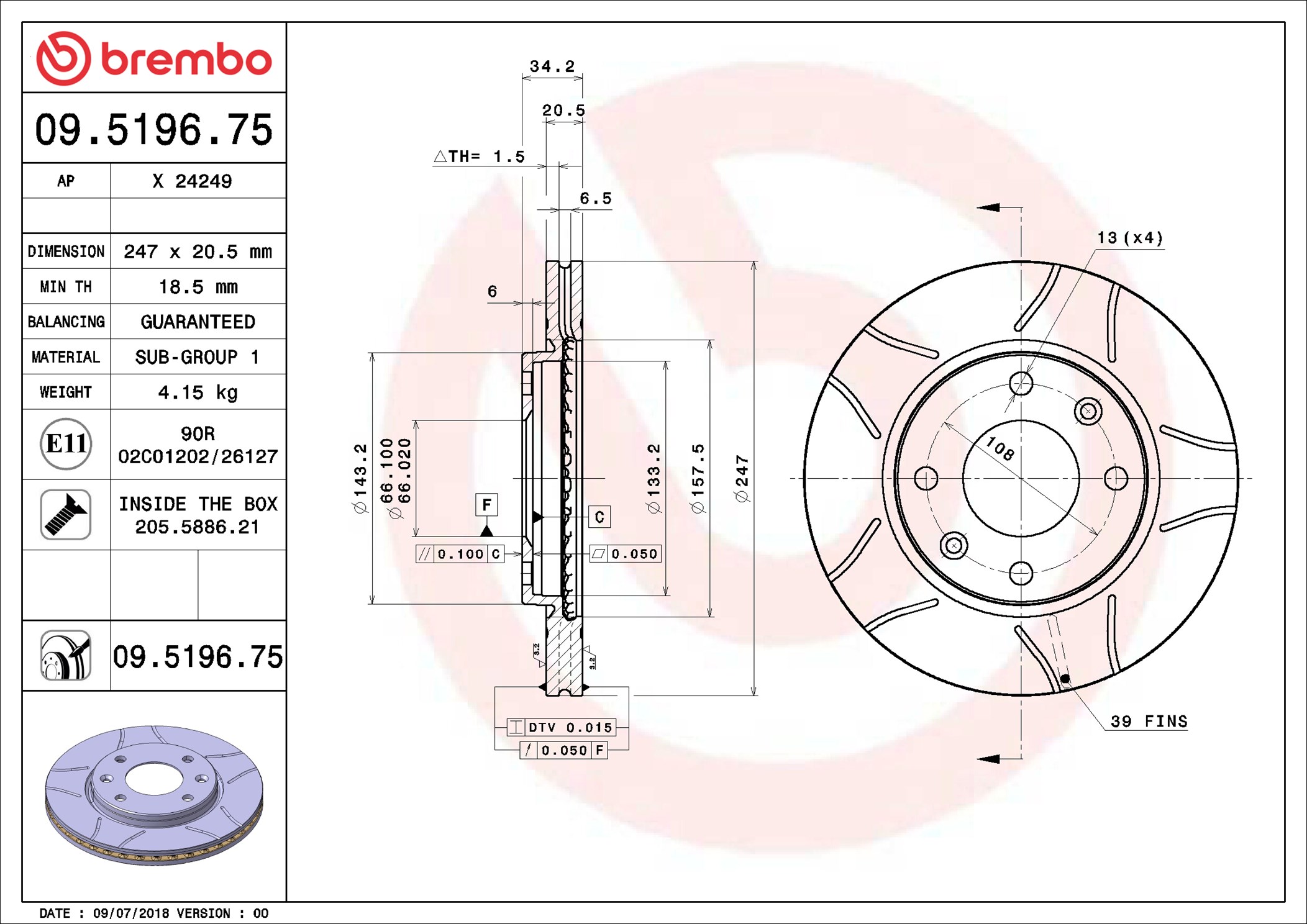 Discofreno - 09.5196.75 BREMBO