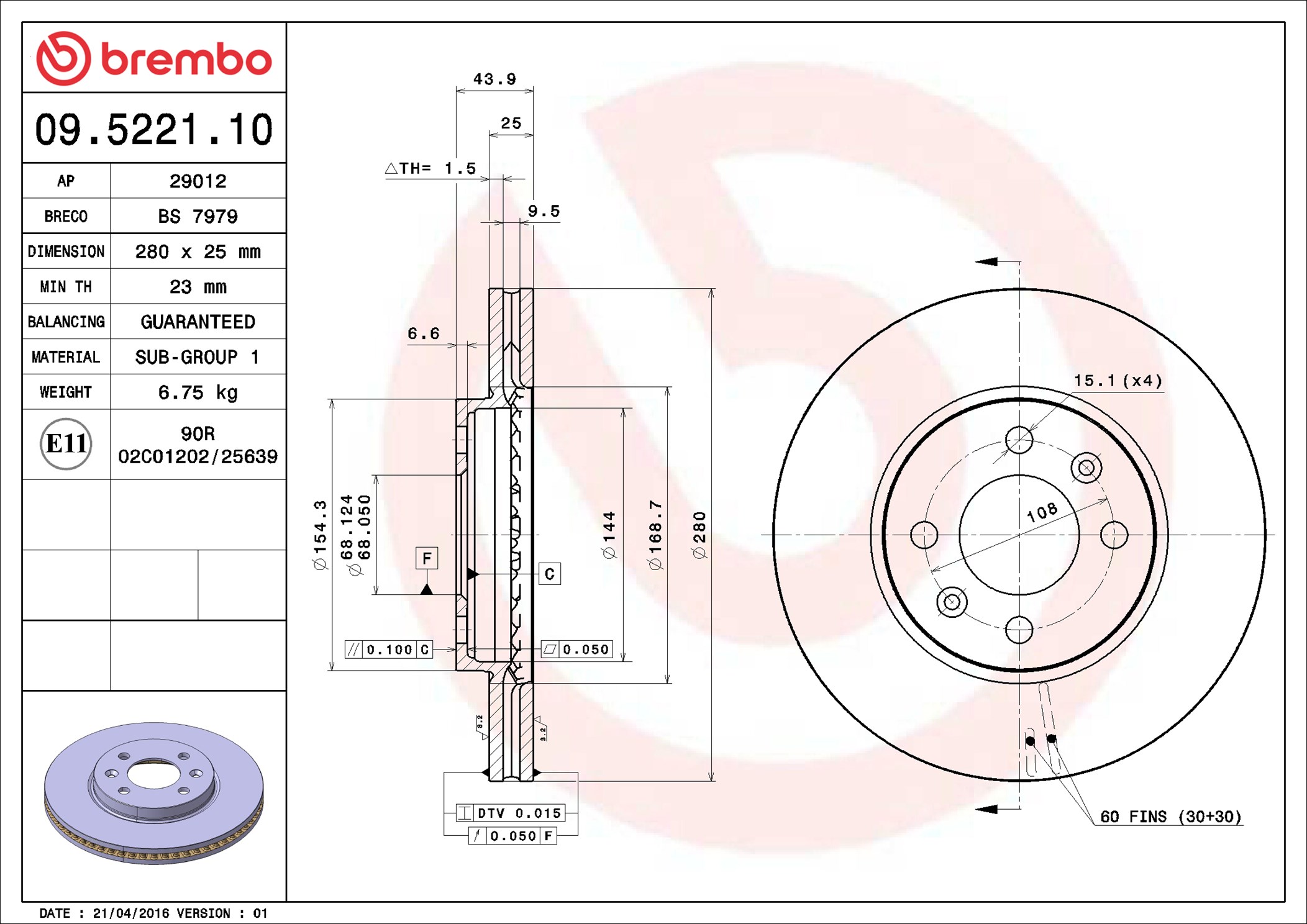 Discofreno - 09.5221.10 BREMBO