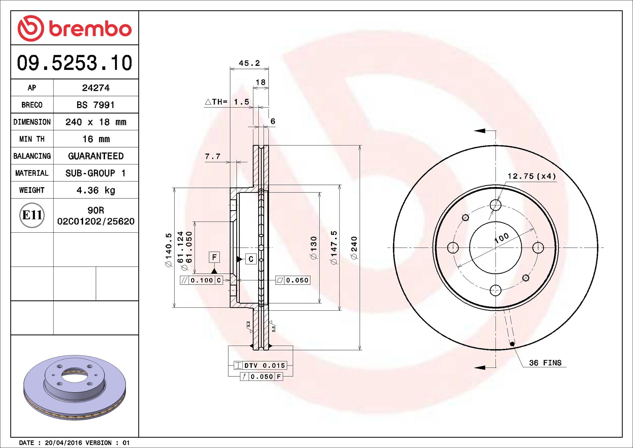 Discofreno - 09.5253.10 BREMBO