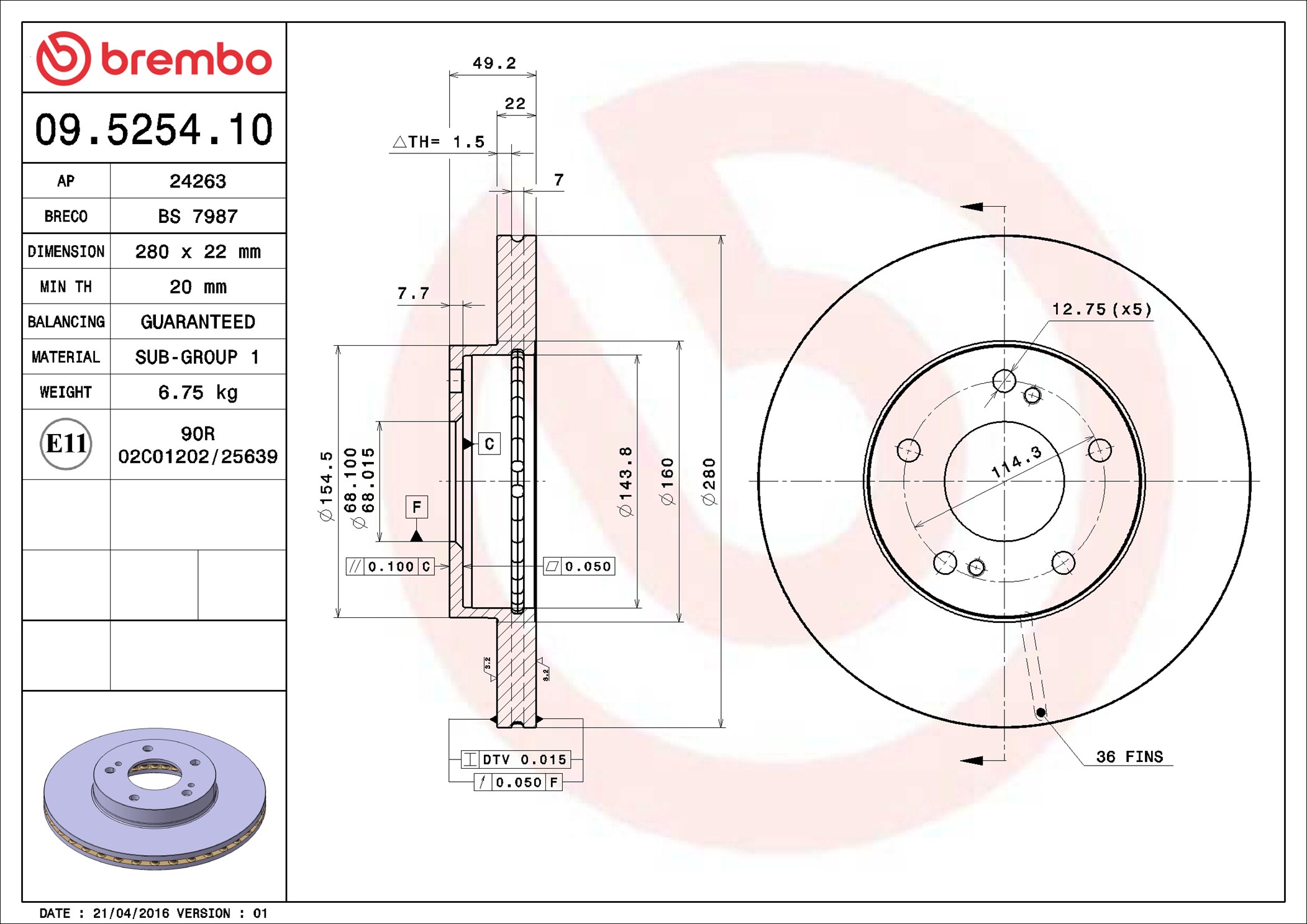 Discofreno - 09.5254.10 BREMBO