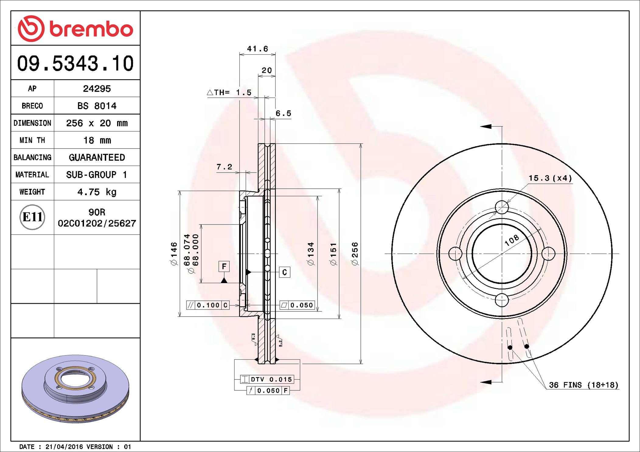 Discofreno - 09.5343.10 BREMBO