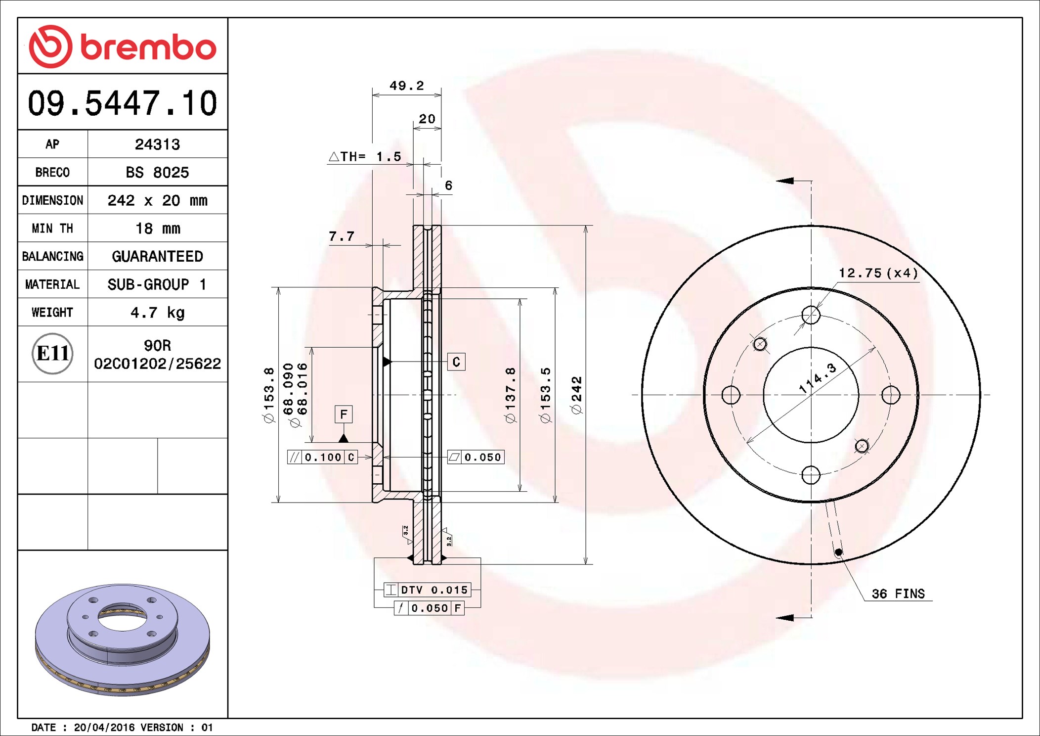 Discofreno - 09.5447.10 BREMBO
