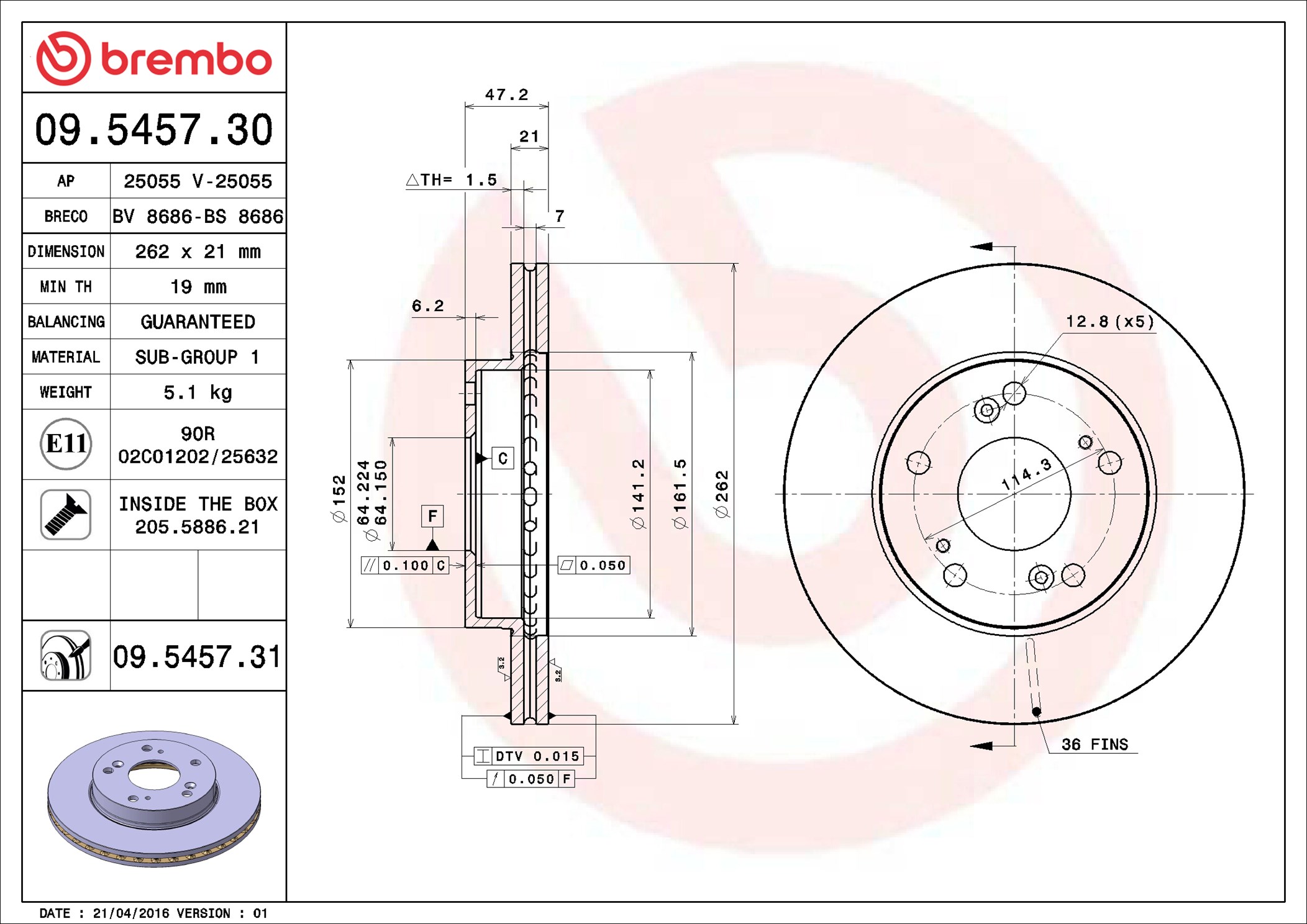 Discofreno - 09.5457.31 BREMBO
