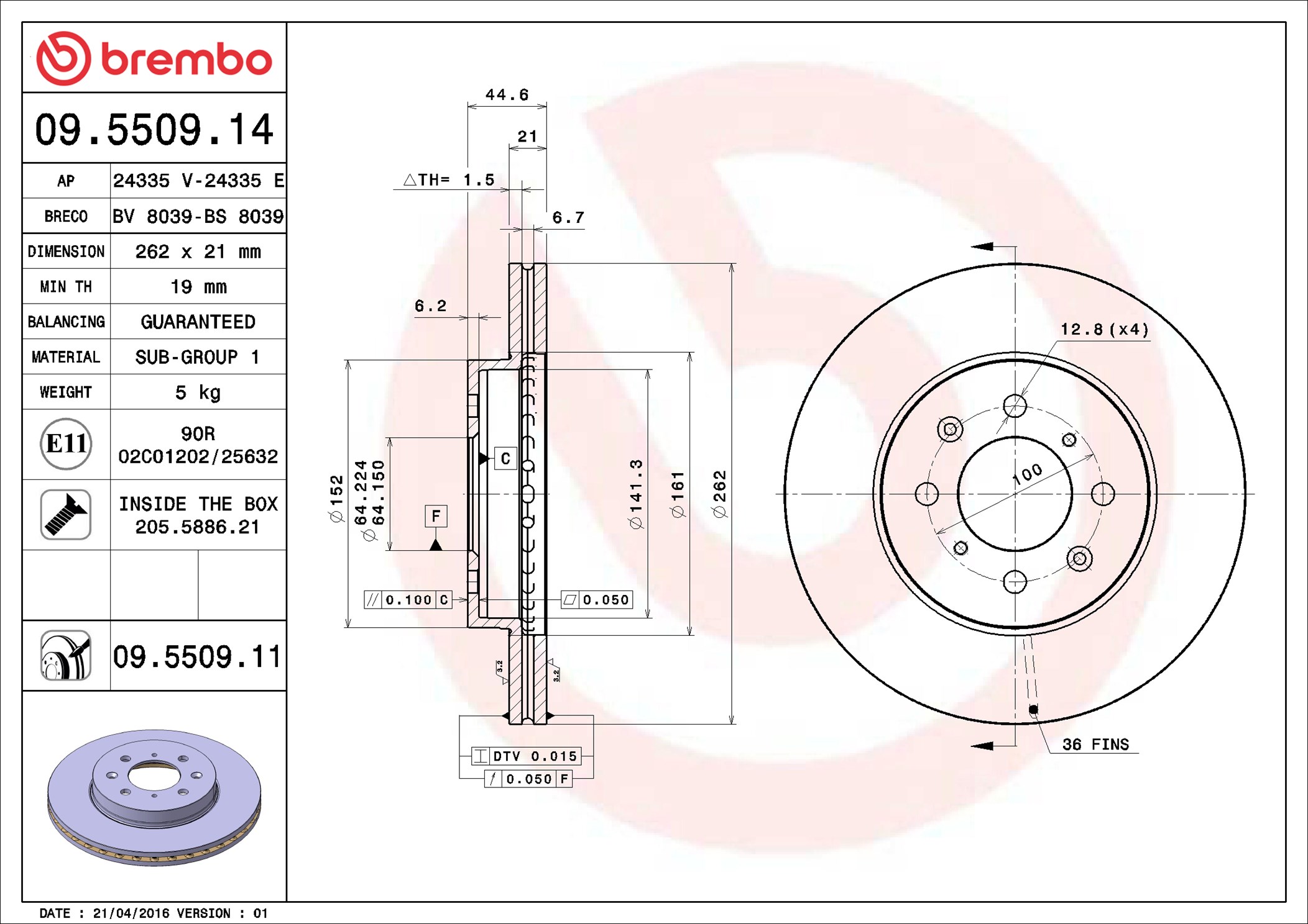 Discofreno - 09.5509.11 BREMBO