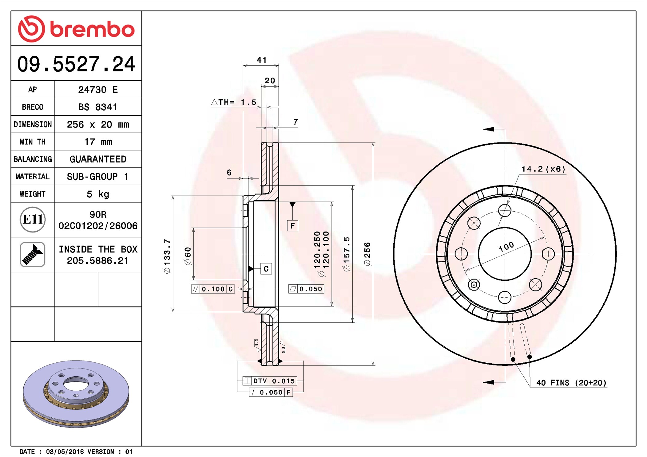 Тормозной диск - 09.5527.24 BREMBO
