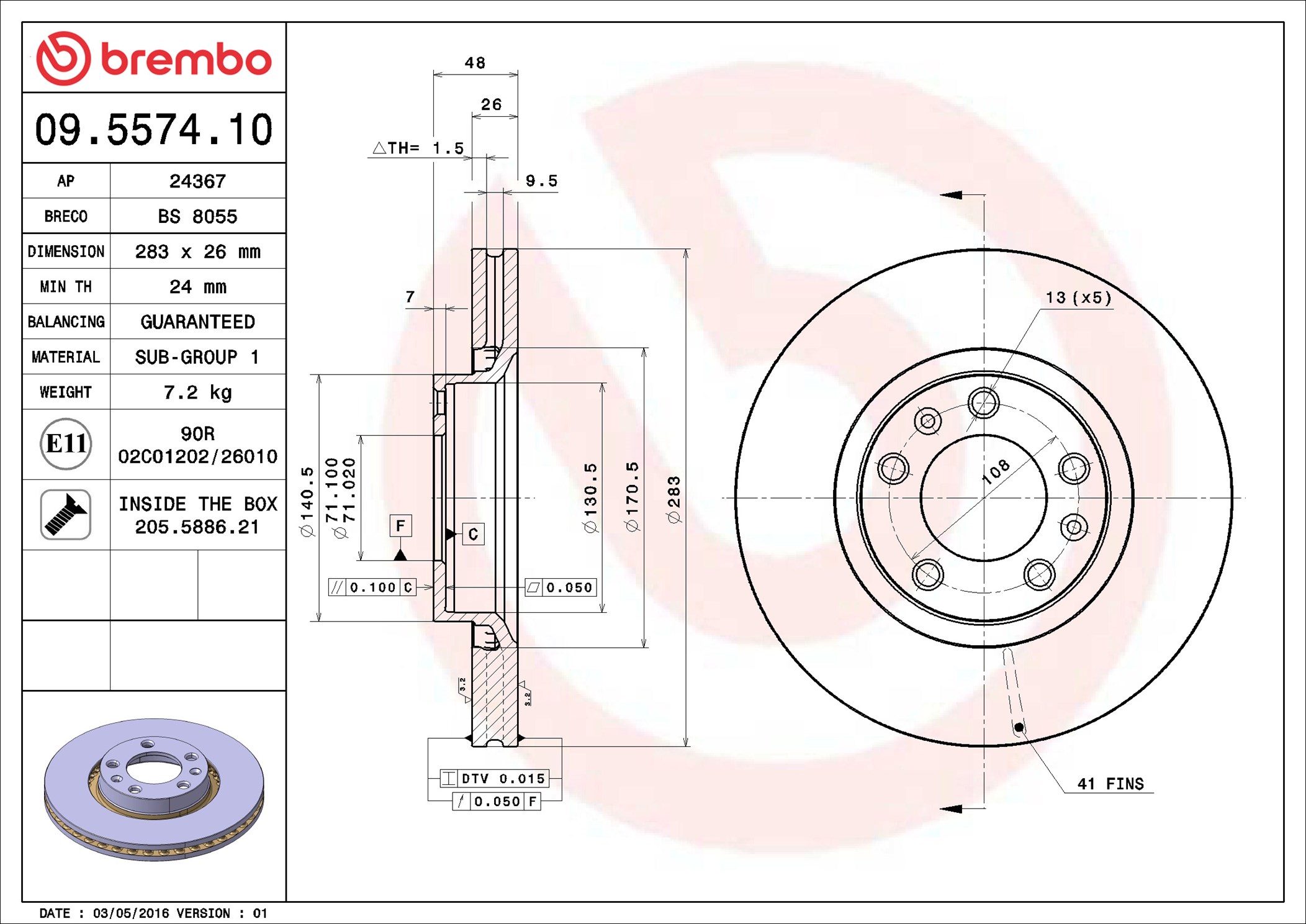 Brake Disc - 09.5574.10 BREMBO