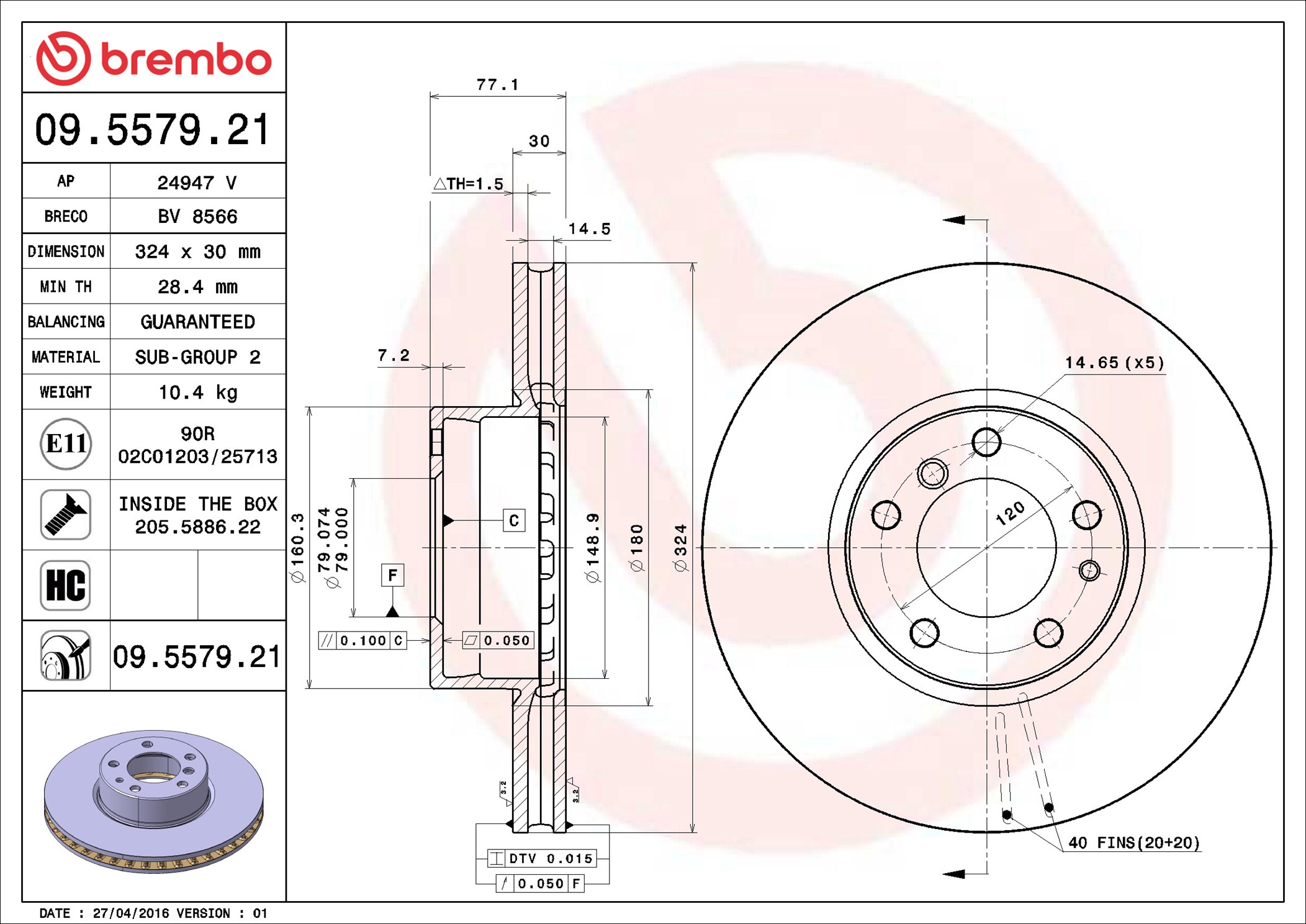 Discofreno - 09.5579.21 BREMBO