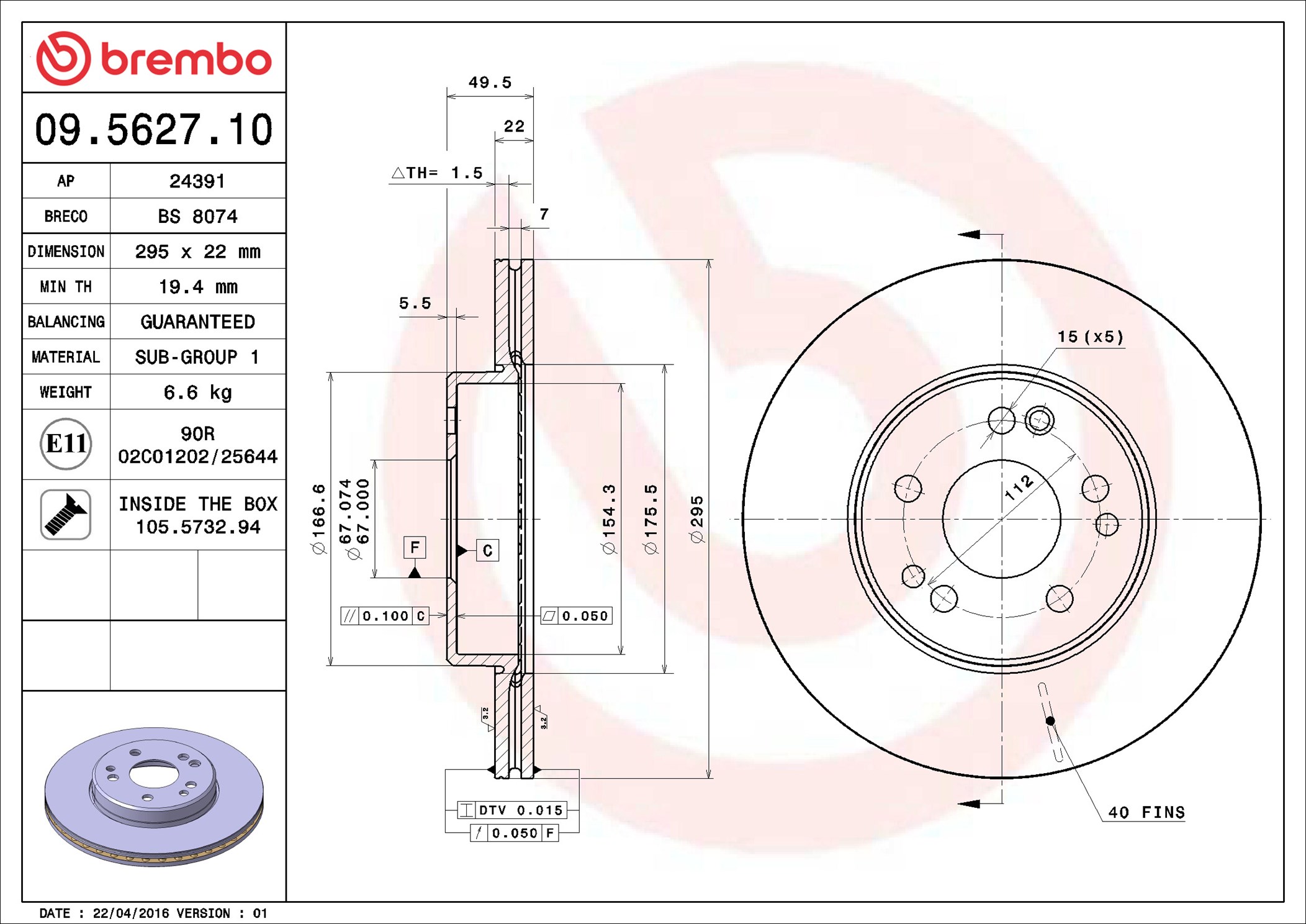 Discofreno - 09.5627.10 BREMBO