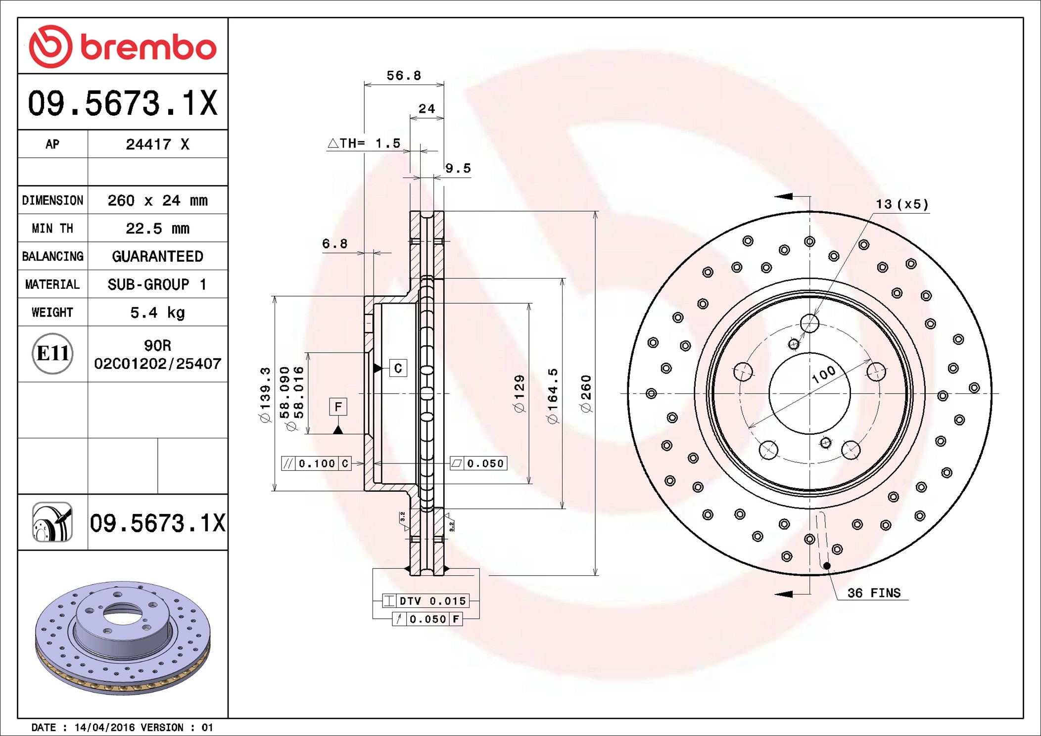Discofreno - 09.5673.1X BREMBO