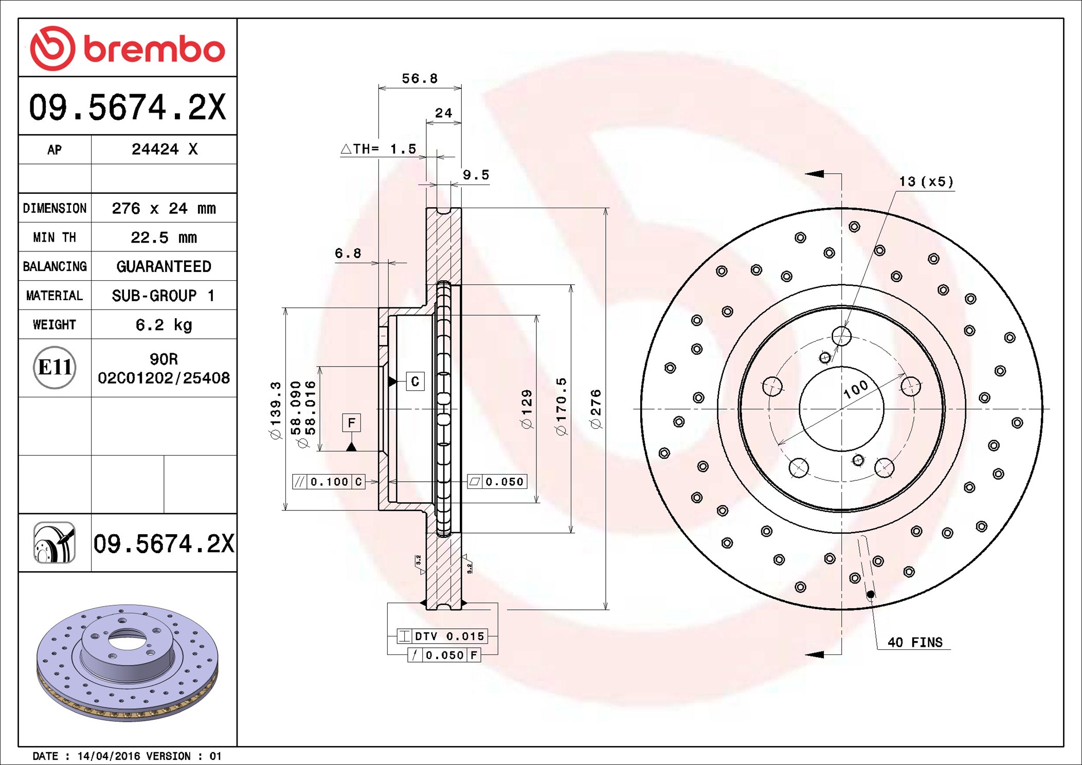 Brake Disc - 09.5674.2X BREMBO