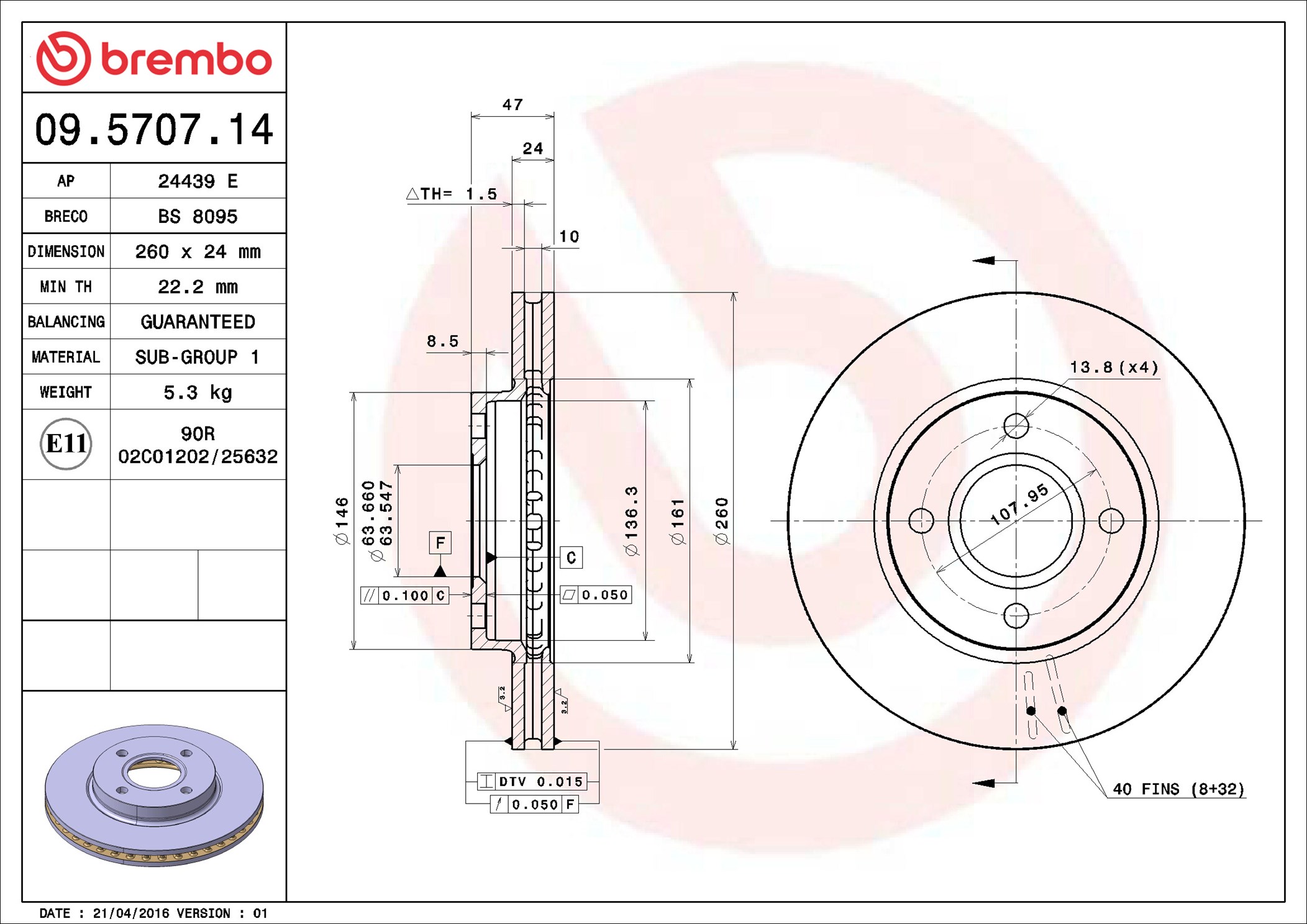 Discofreno - 09.5707.14 BREMBO