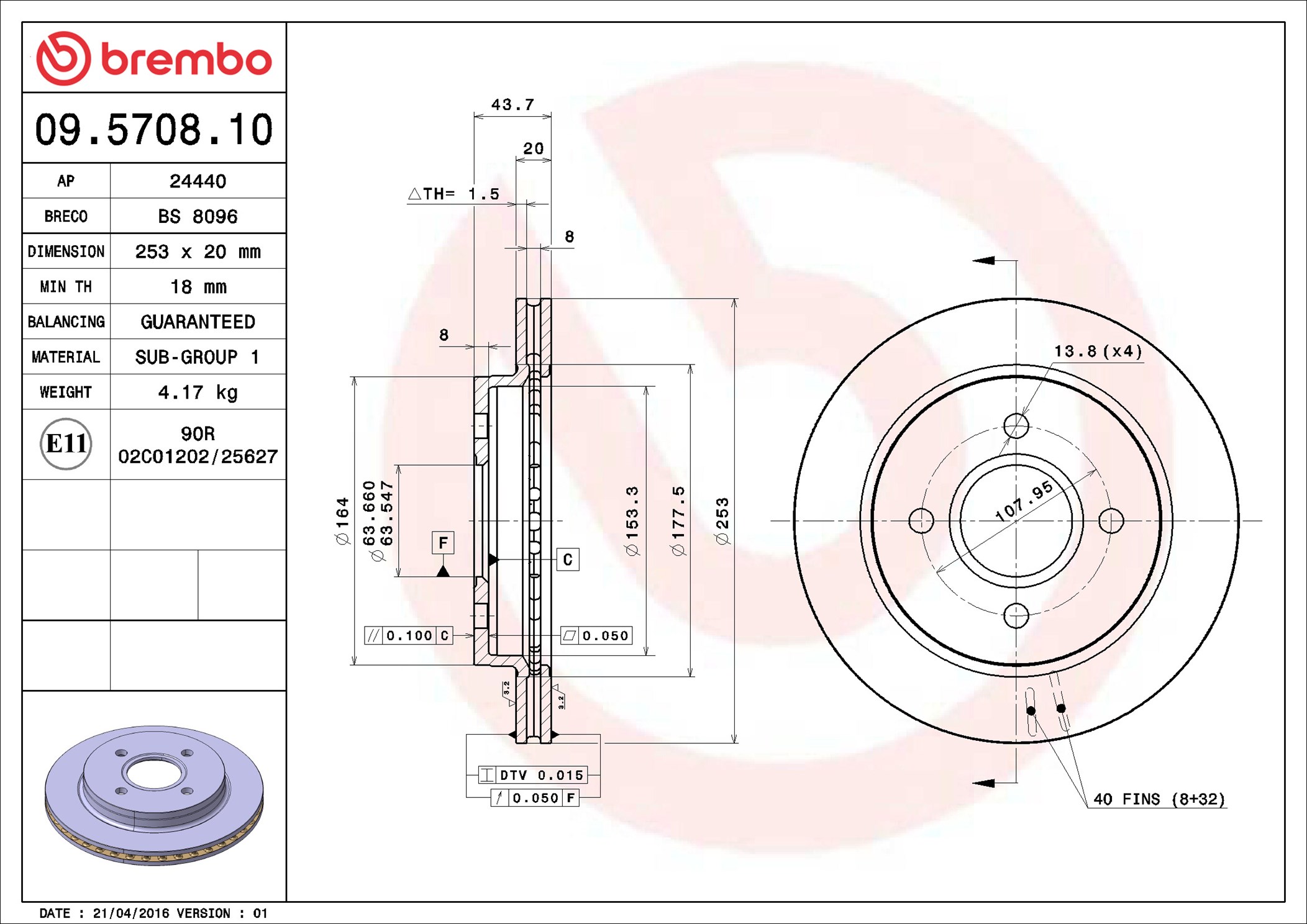 Discofreno - 09.5708.10 BREMBO