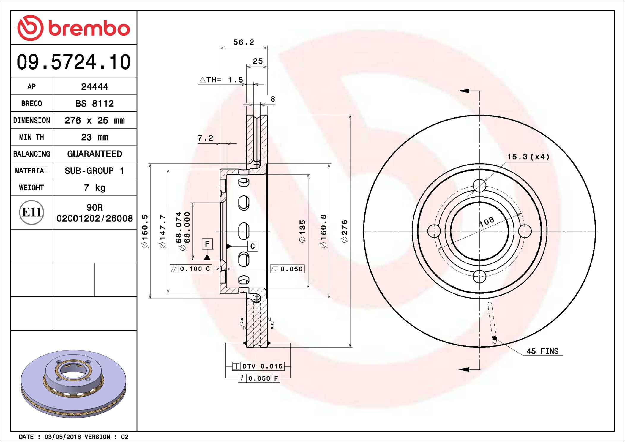 Brake Disc - 09.5724.10 BREMBO