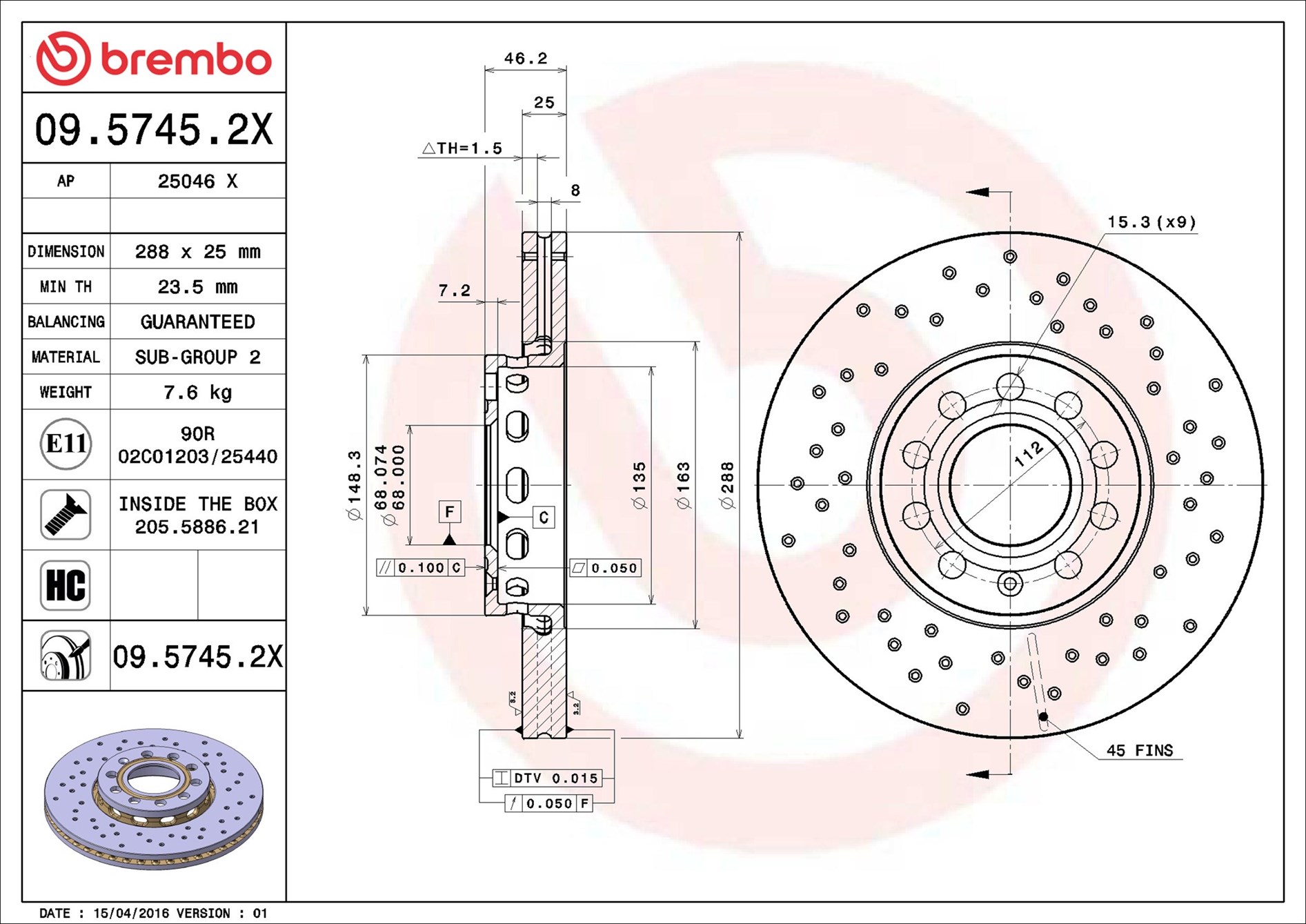Brake Disc - 09.5745.2X BREMBO