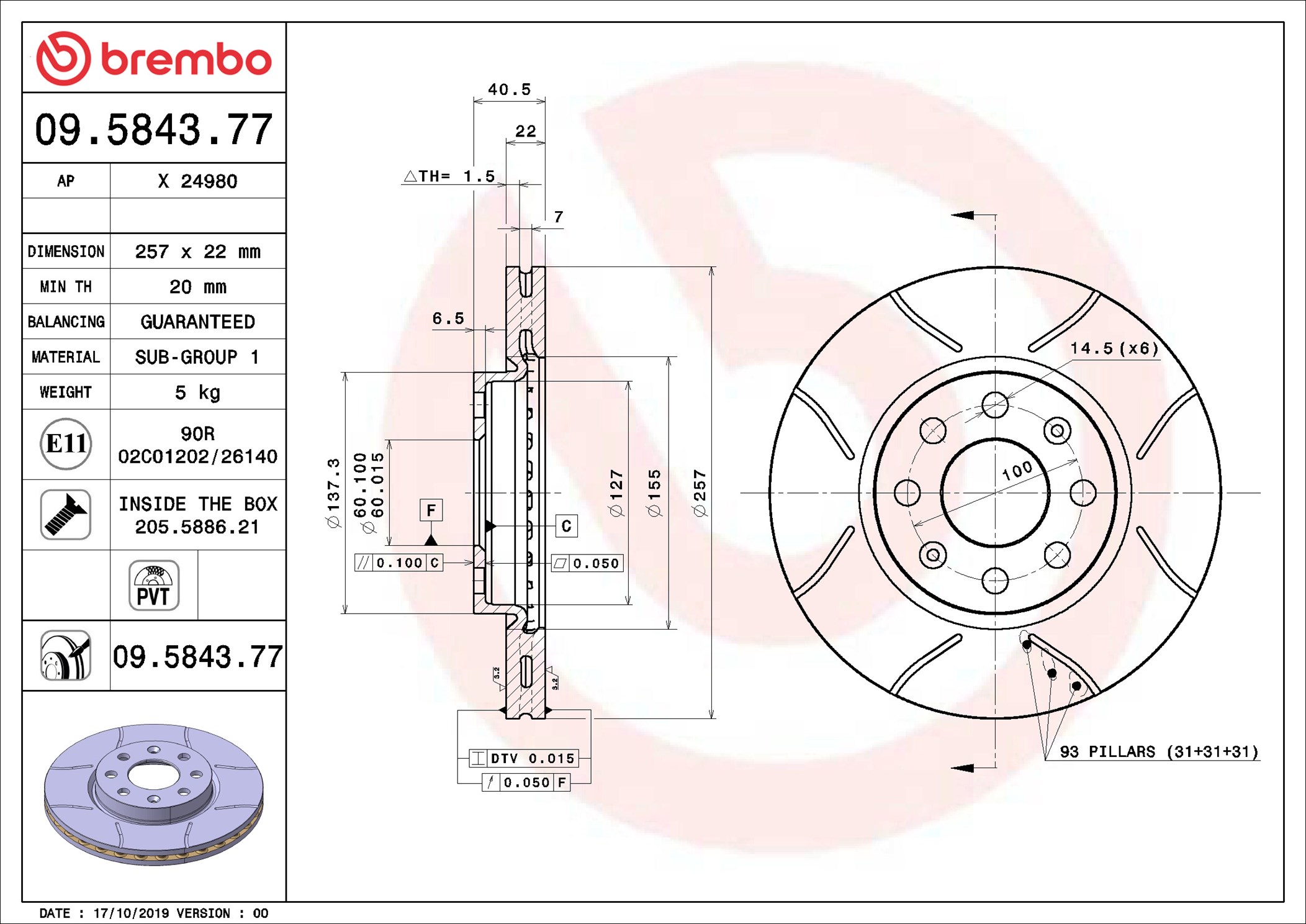 Brake Disc - 09.5843.77 BREMBO