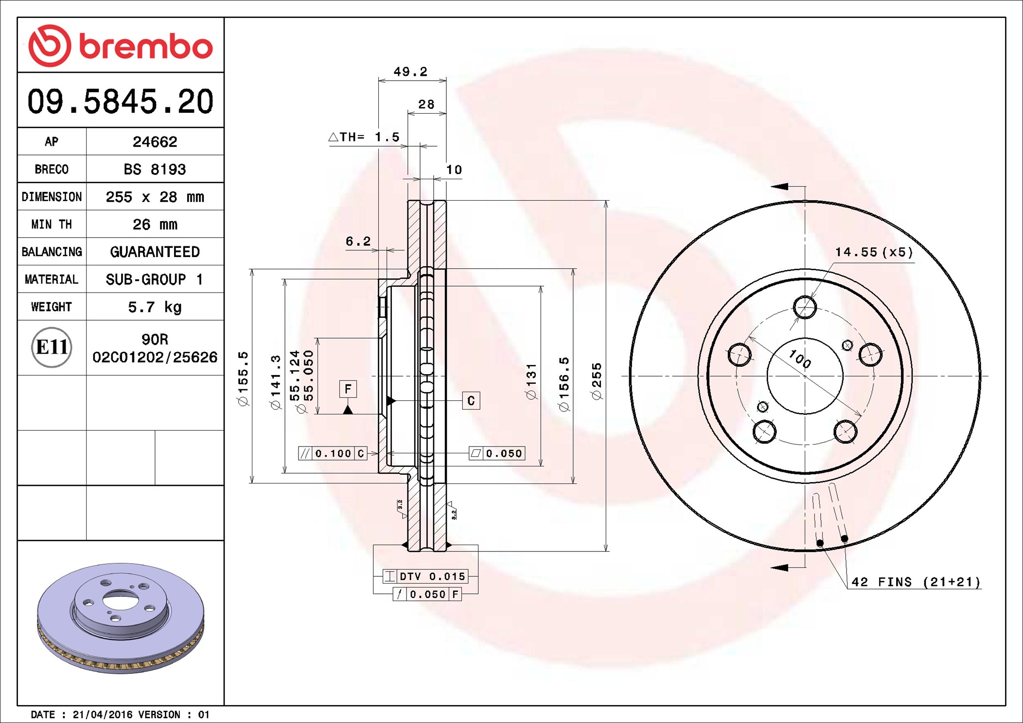Discofreno - 09.5845.20 BREMBO
