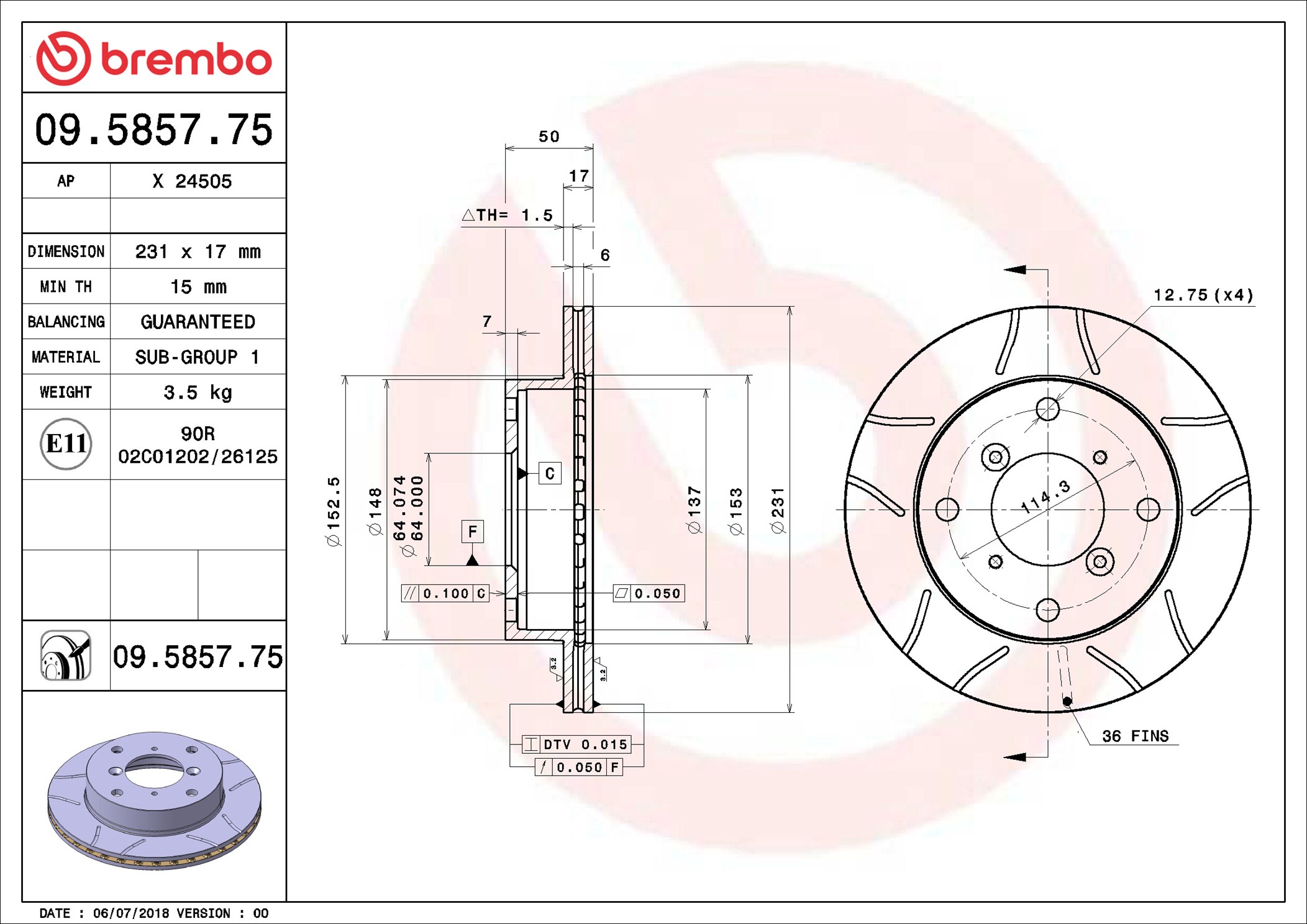 Brake Disc - 09.5857.75 BREMBO