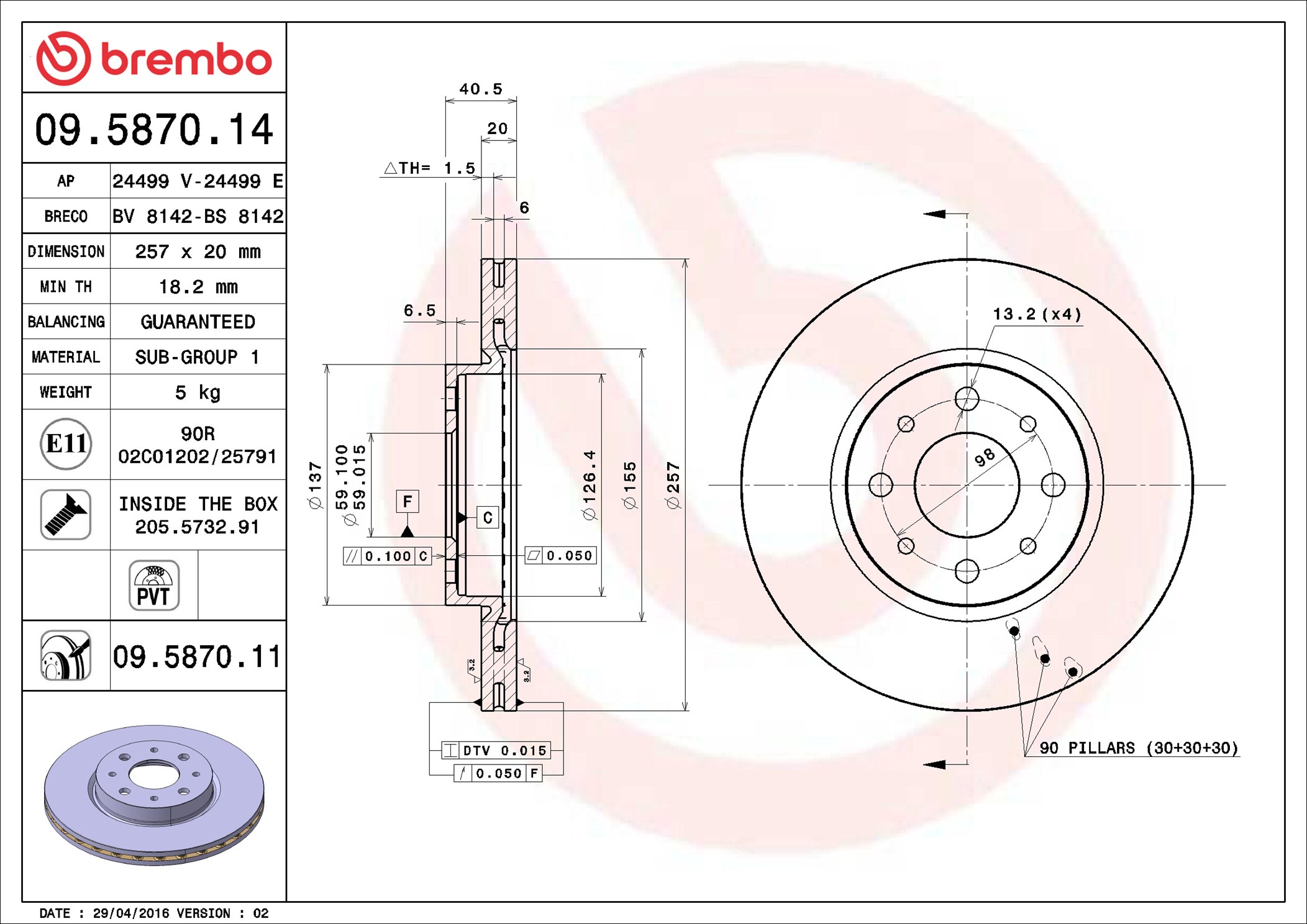 Brake Disc - 09.5870.11 BREMBO