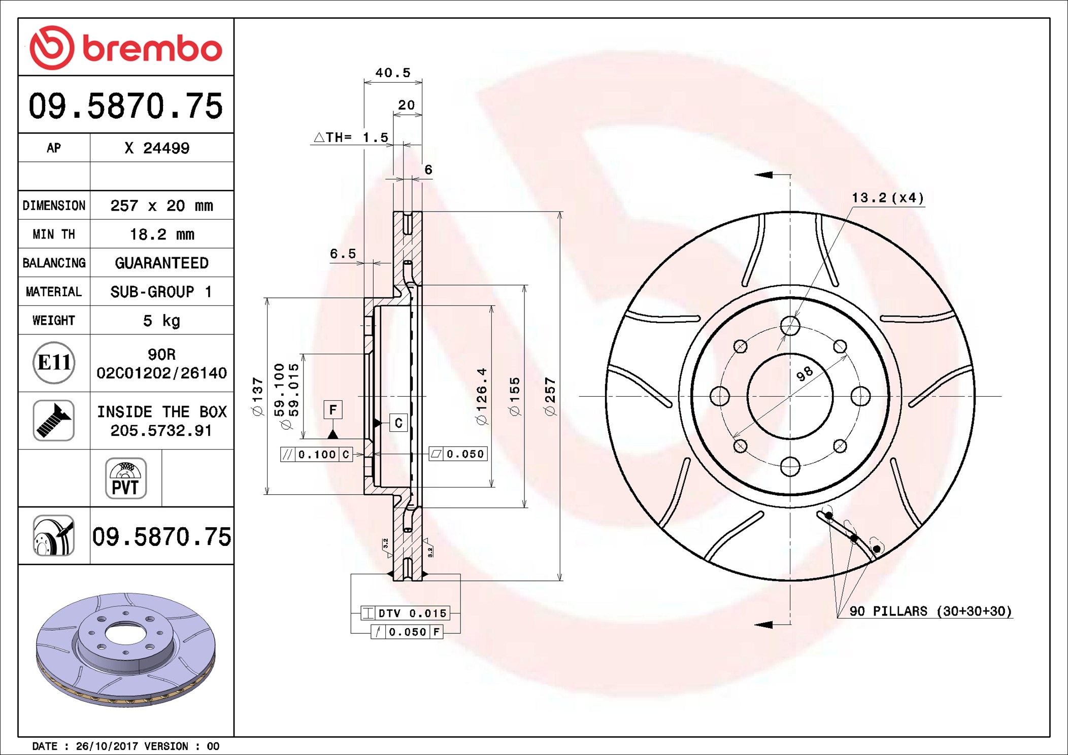 Brake Disc - 09.5870.75 BREMBO