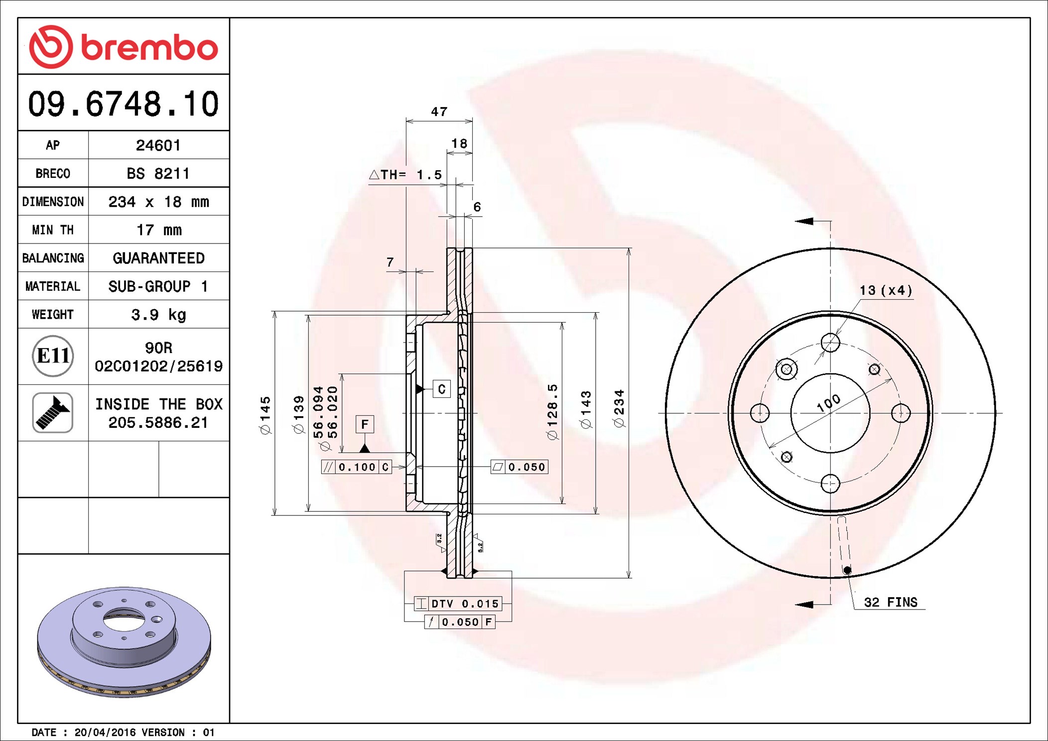 Discofreno - 09.6748.10 BREMBO