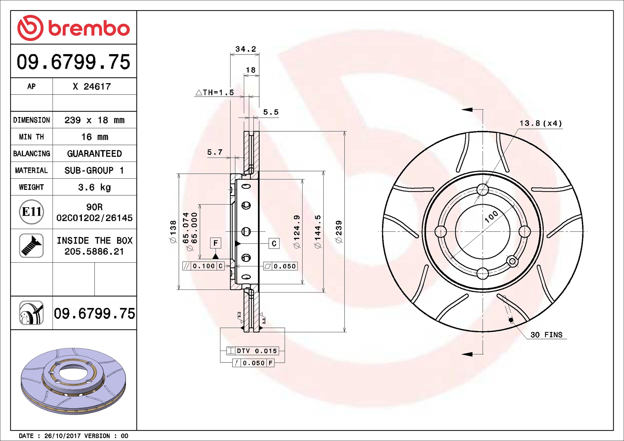 Discofreno - 09.6799.75 BREMBO