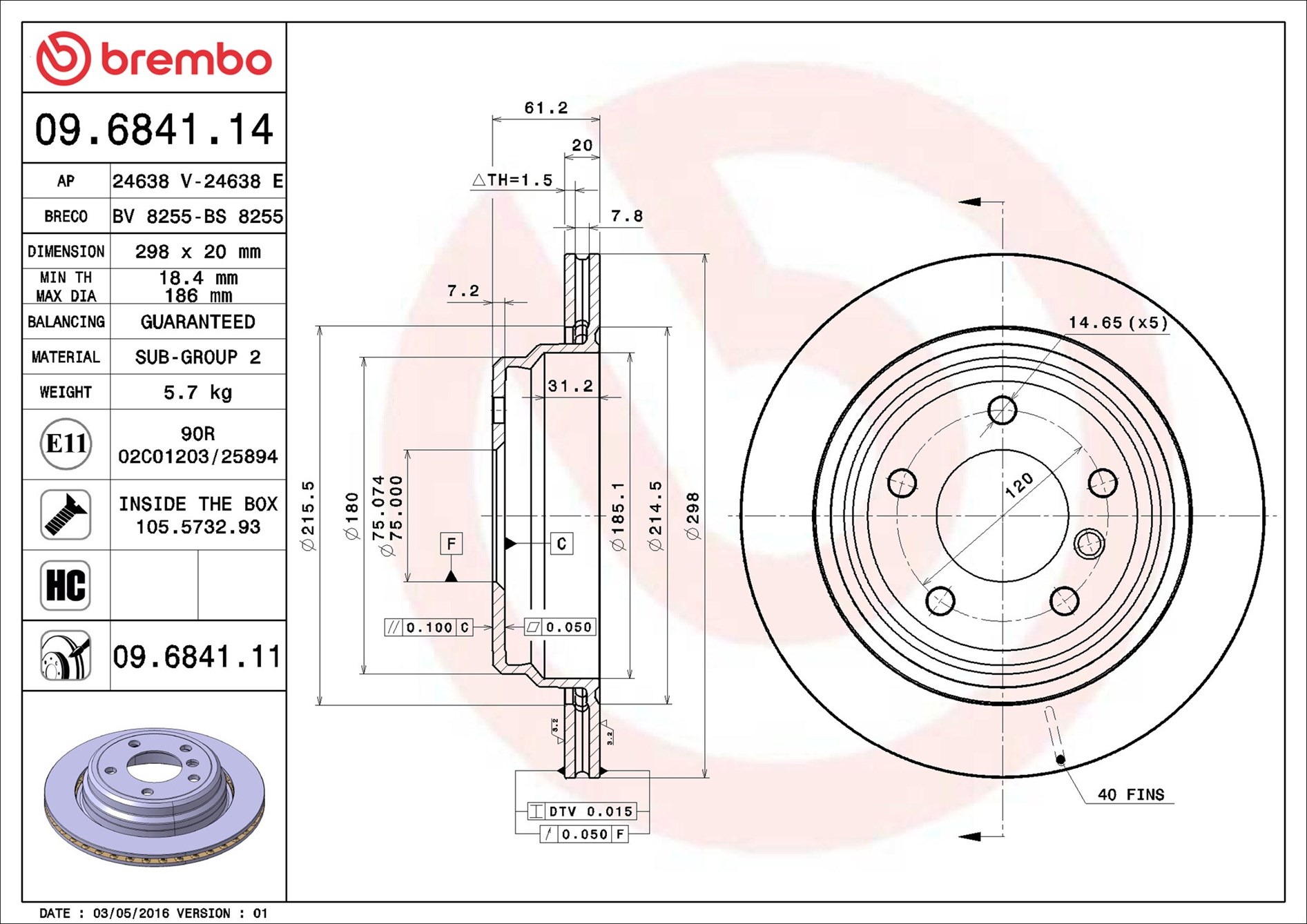 Bremsscheibe - 09.6841.11 BREMBO
