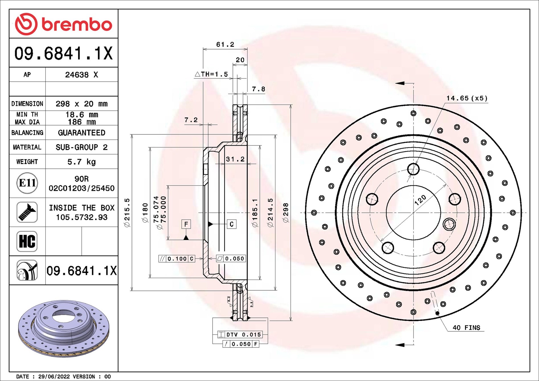 Bremsscheibe - 09.6841.1X BREMBO