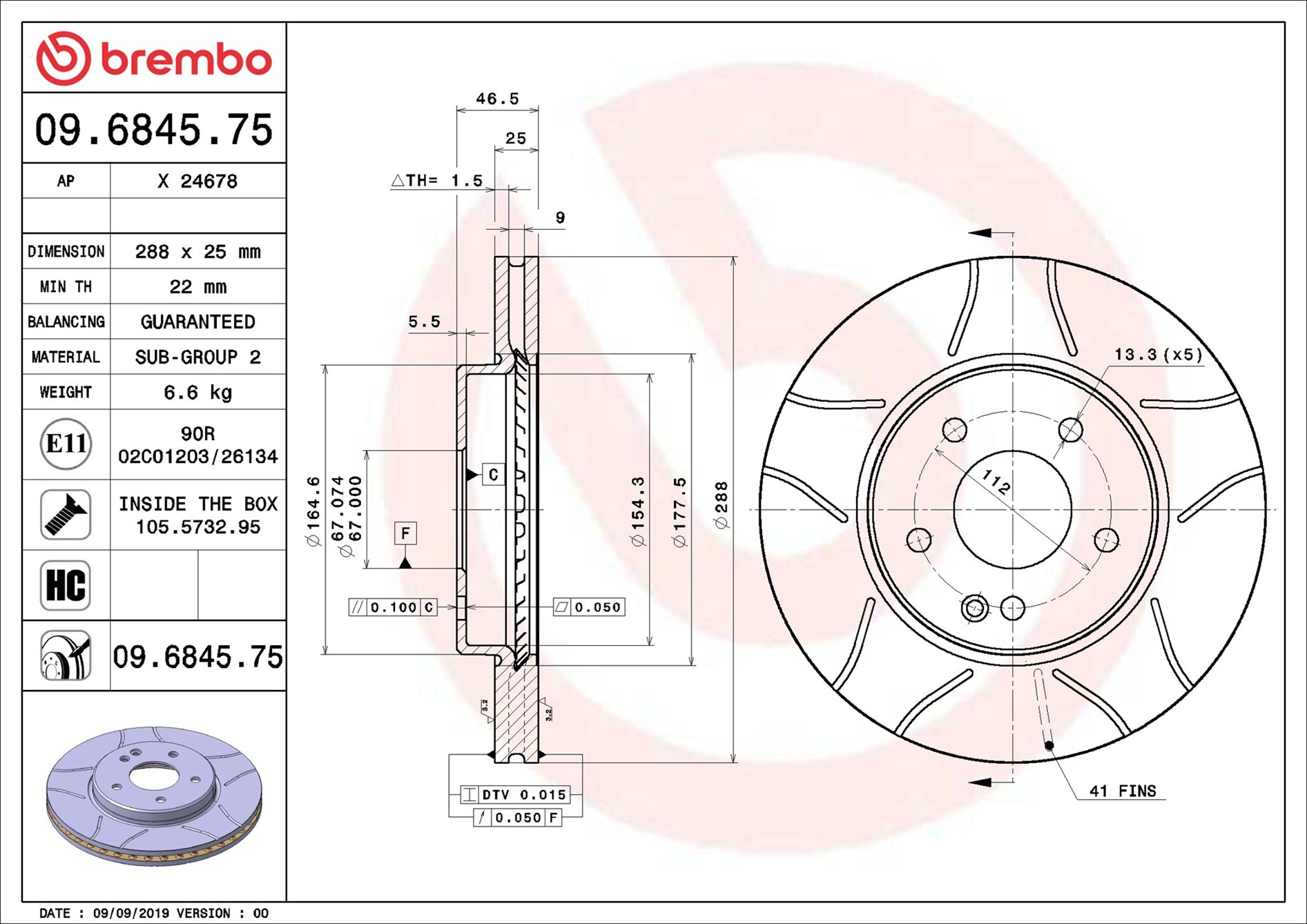 Discofreno - 09.6845.75 BREMBO