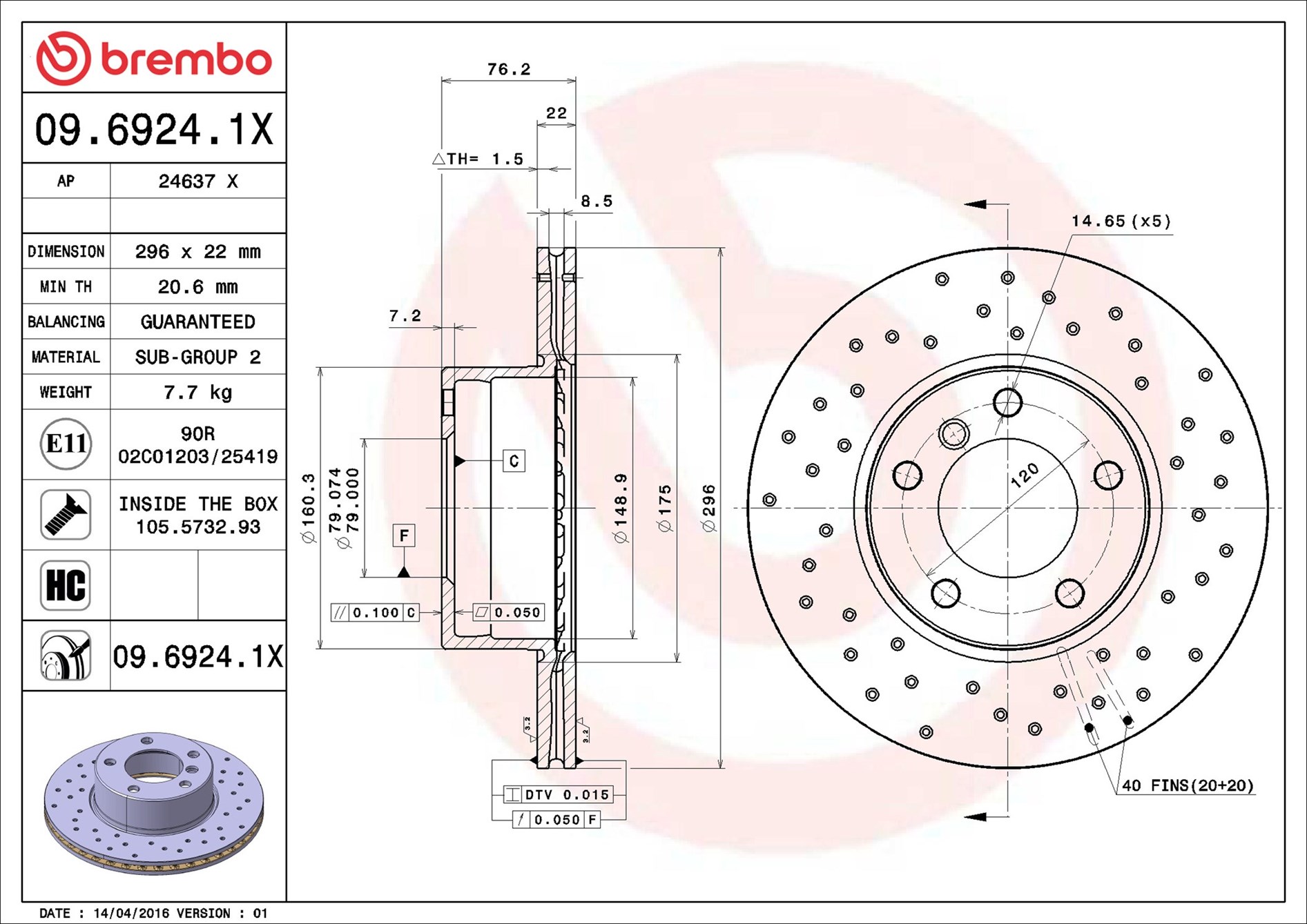Bremsscheibe - 09.6924.1X BREMBO