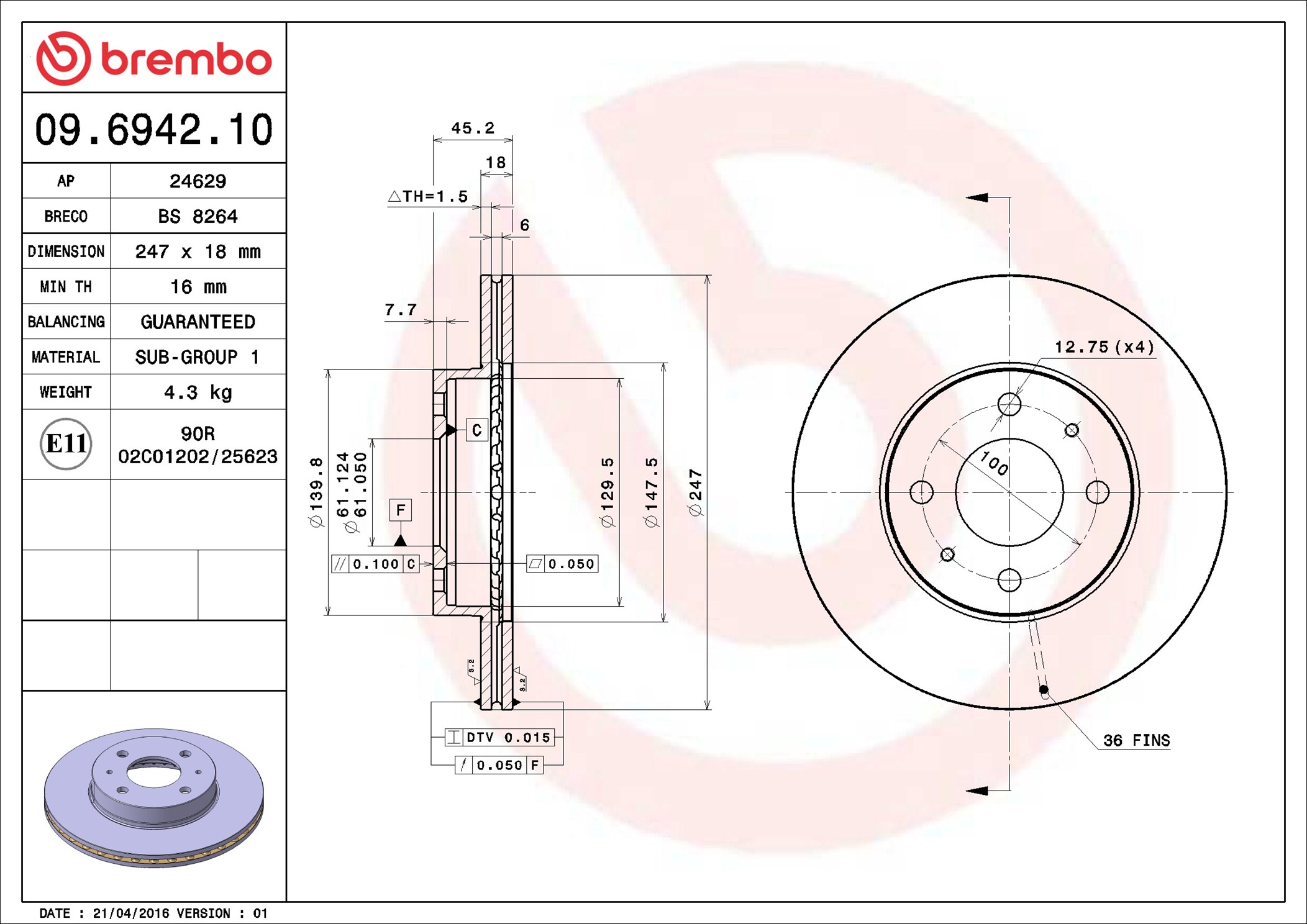 Discofreno - 09.6942.10 BREMBO