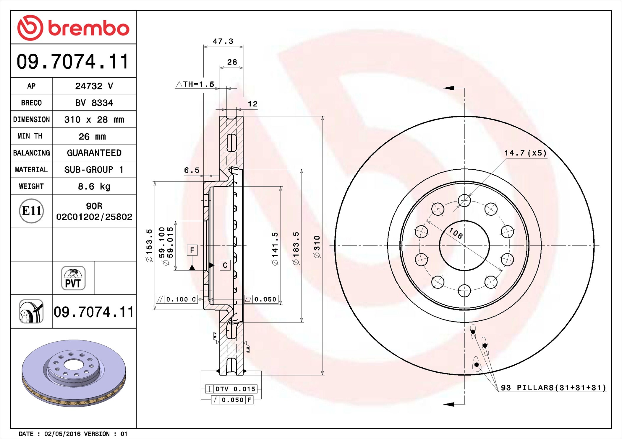 Discofreno - 09.7074.11 BREMBO