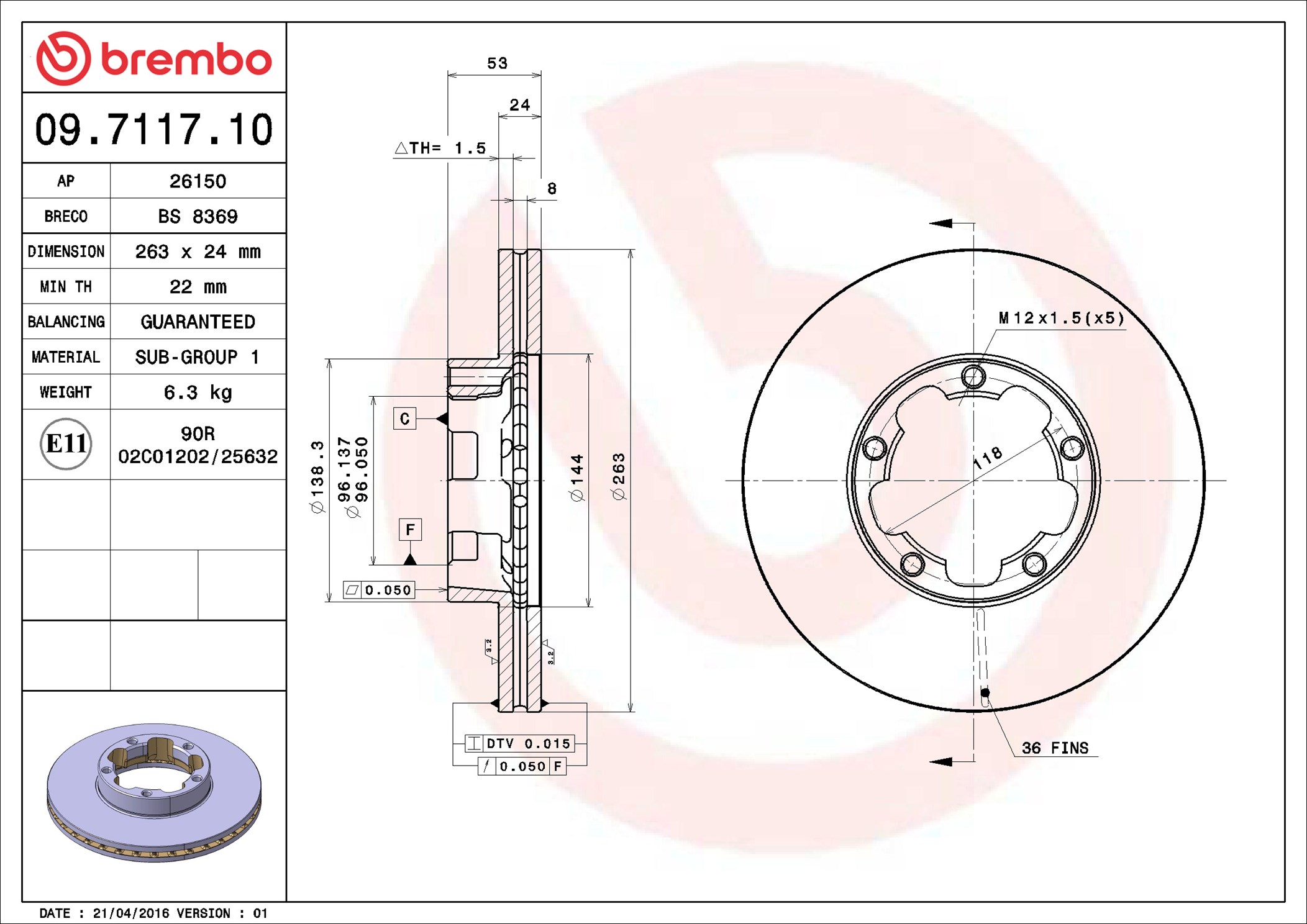 Discofreno - 09.7117.10 BREMBO