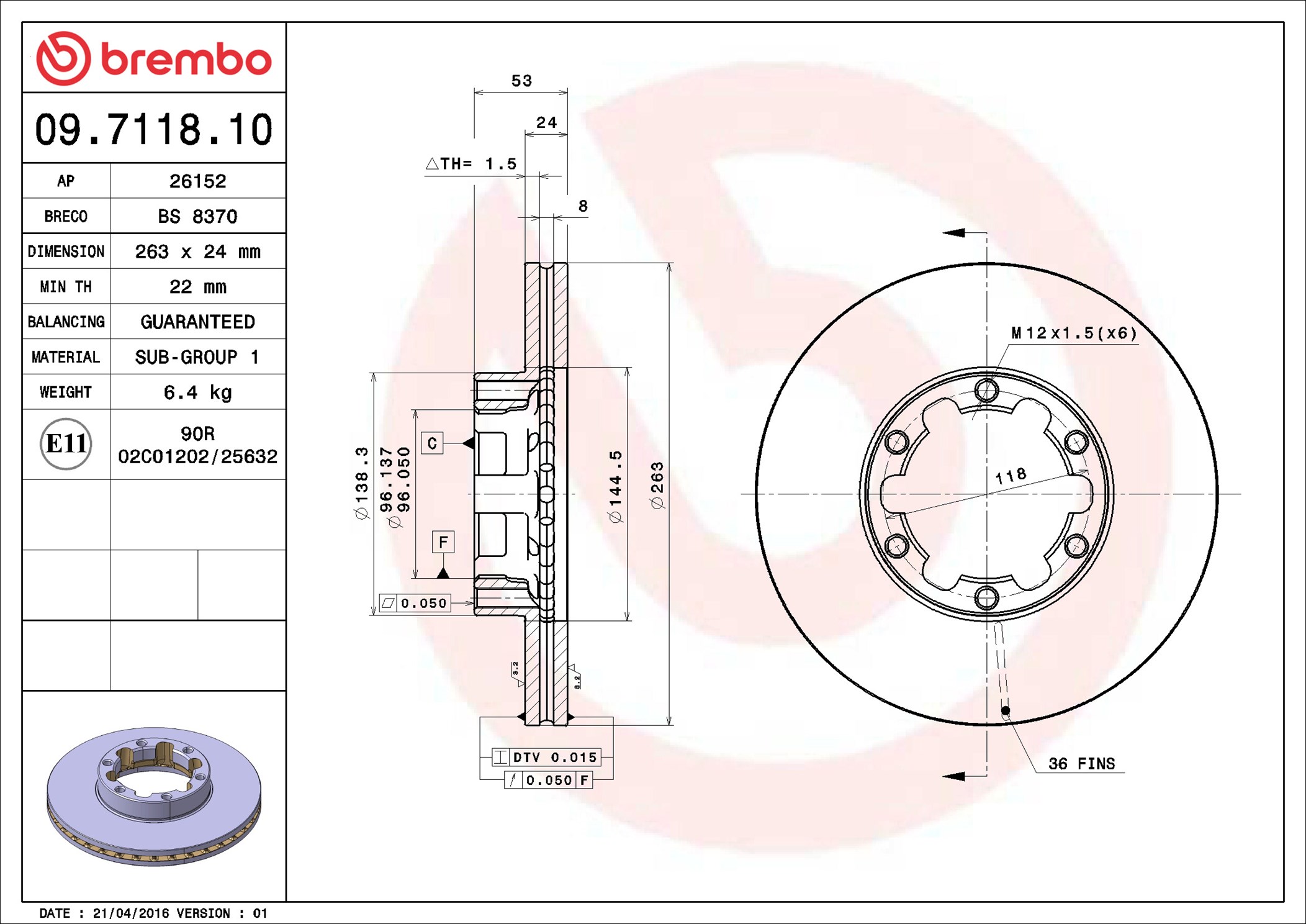 stabdžių diskas - 09.7118.10 BREMBO