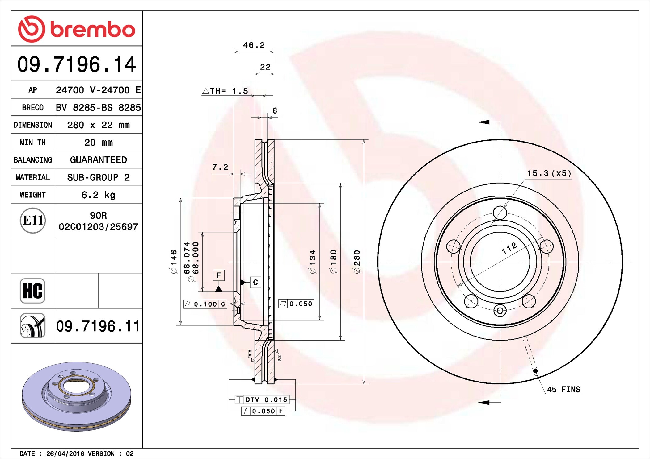 Discofreno - 09.7196.11 BREMBO