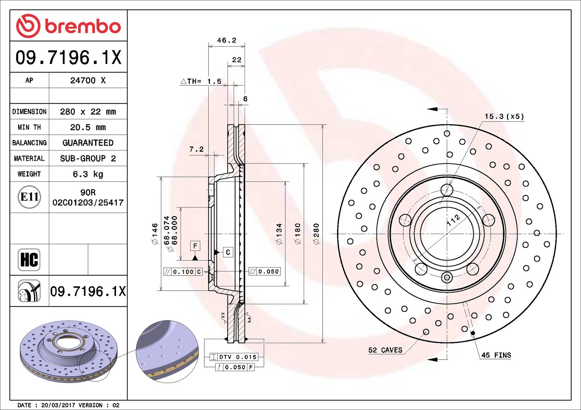 Discofreno - 09.7196.1X BREMBO