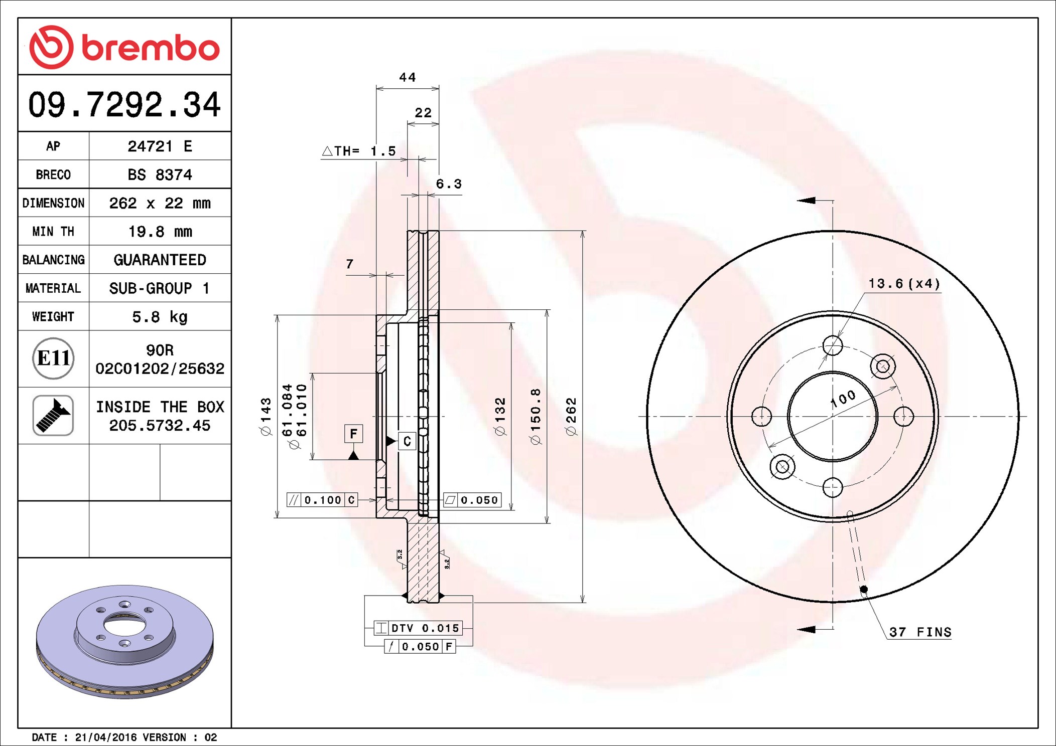 Discofreno - 09.7292.34 BREMBO