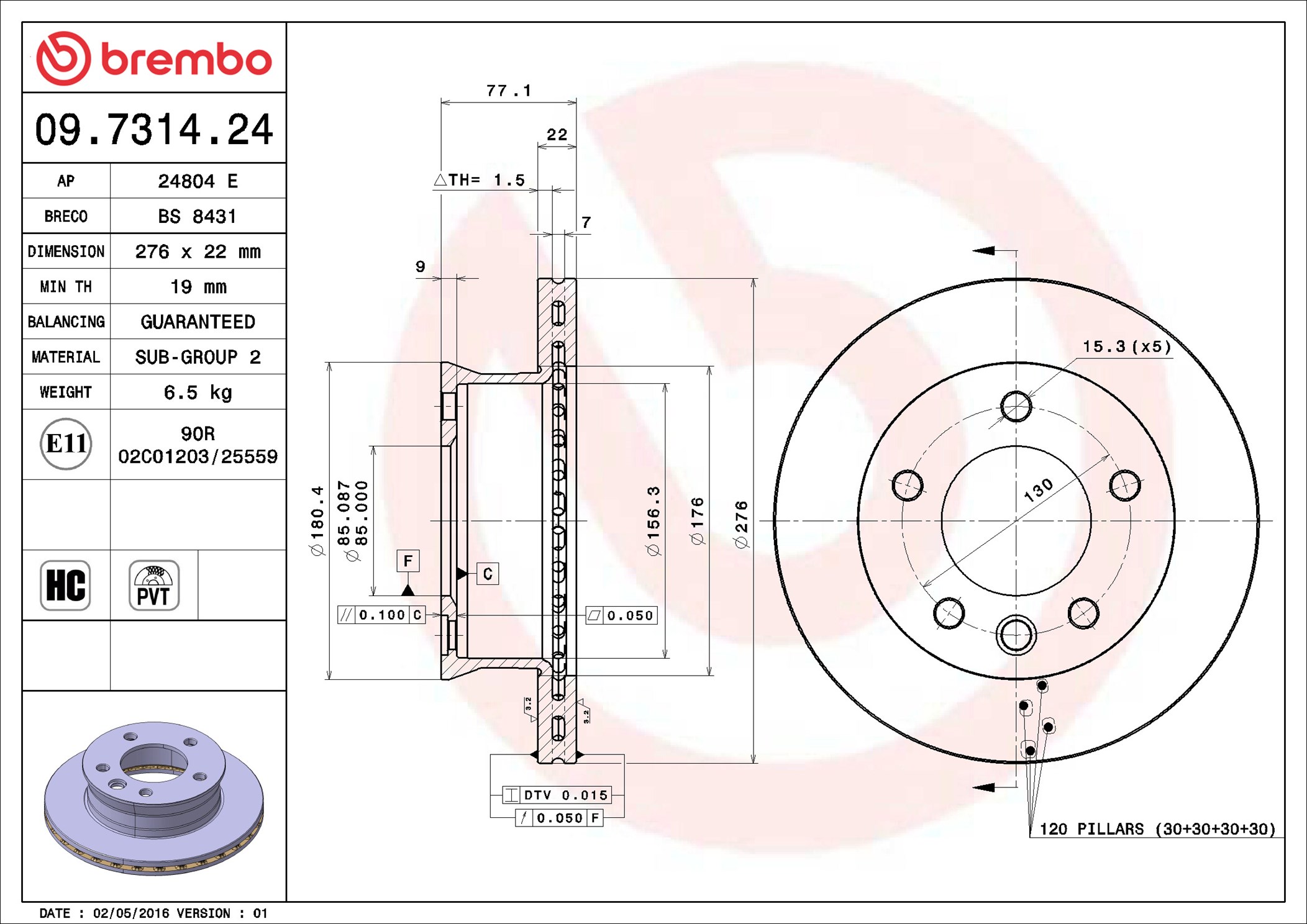 Brake Disc - 09.7314.24 BREMBO