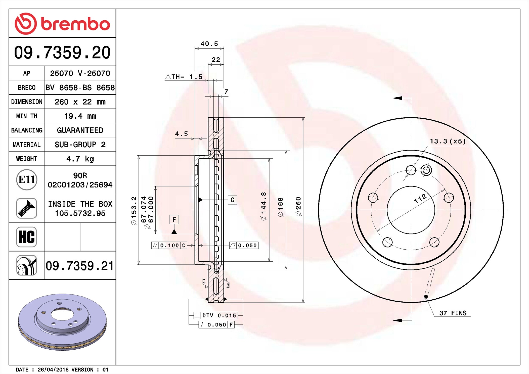 Discofreno - 09.7359.21 BREMBO