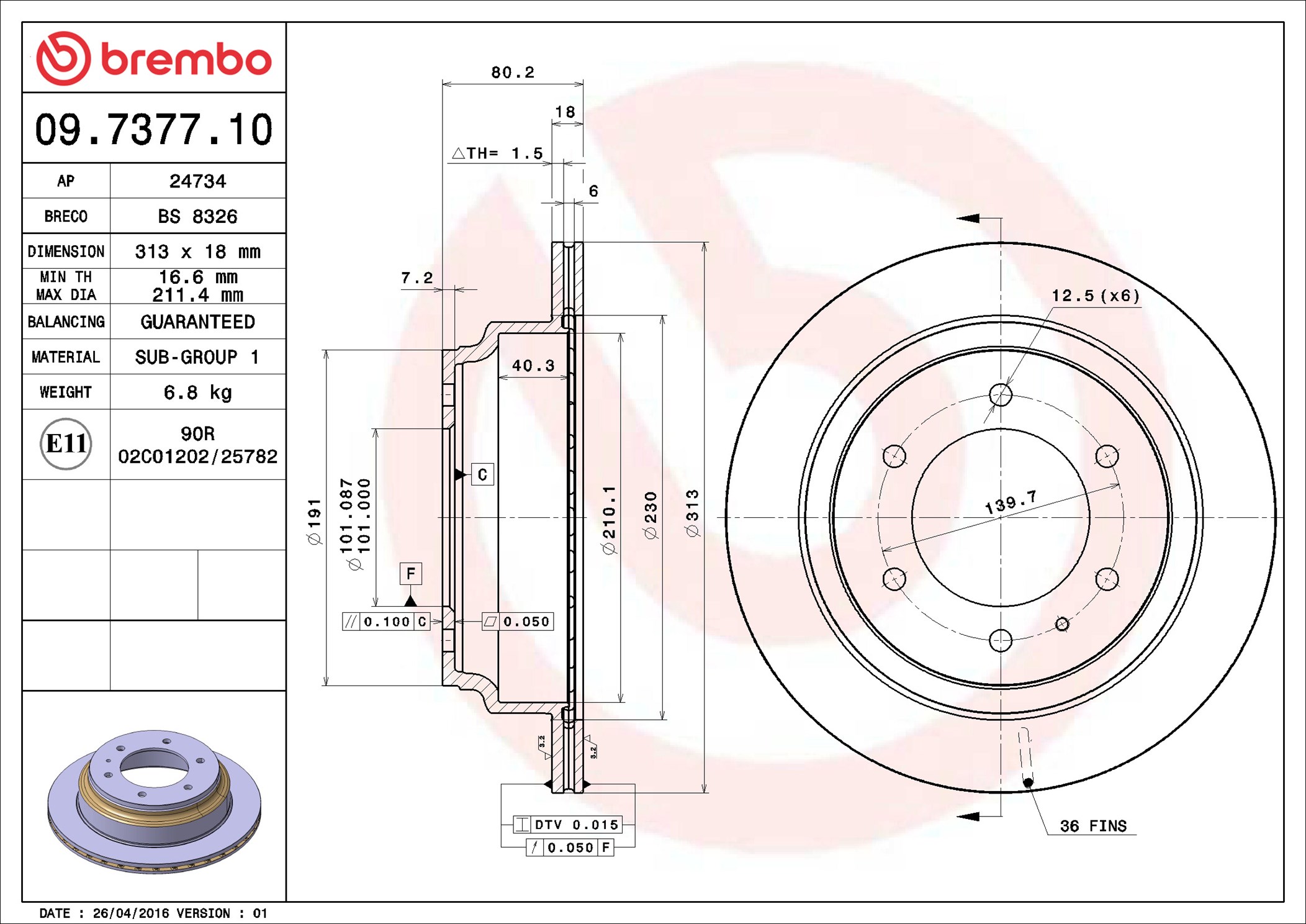 Brake Disc - 09.7377.10 BREMBO