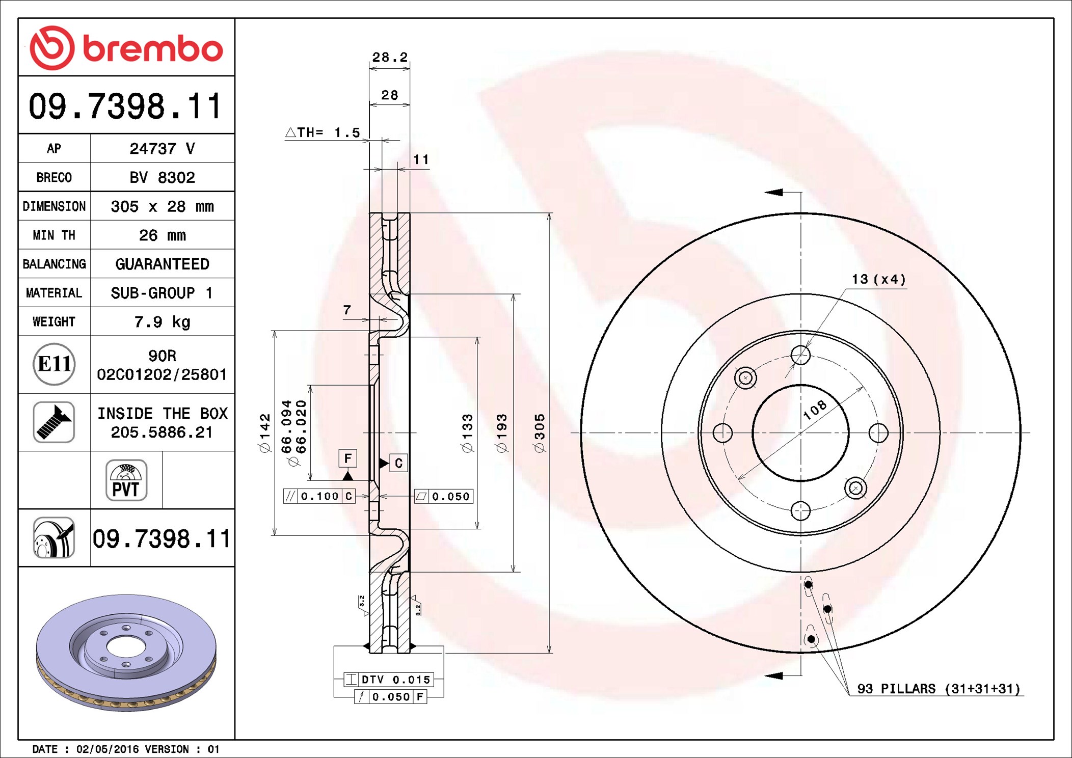 Discofreno - 09.7398.11 BREMBO