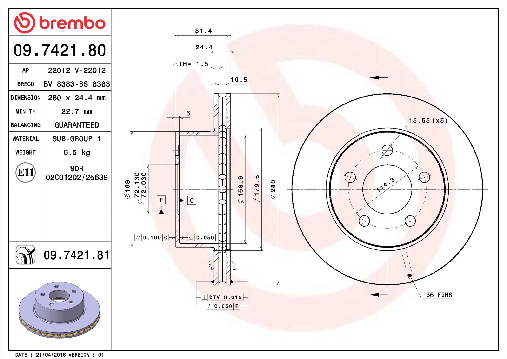 Discofreno - 09.7421.81 BREMBO