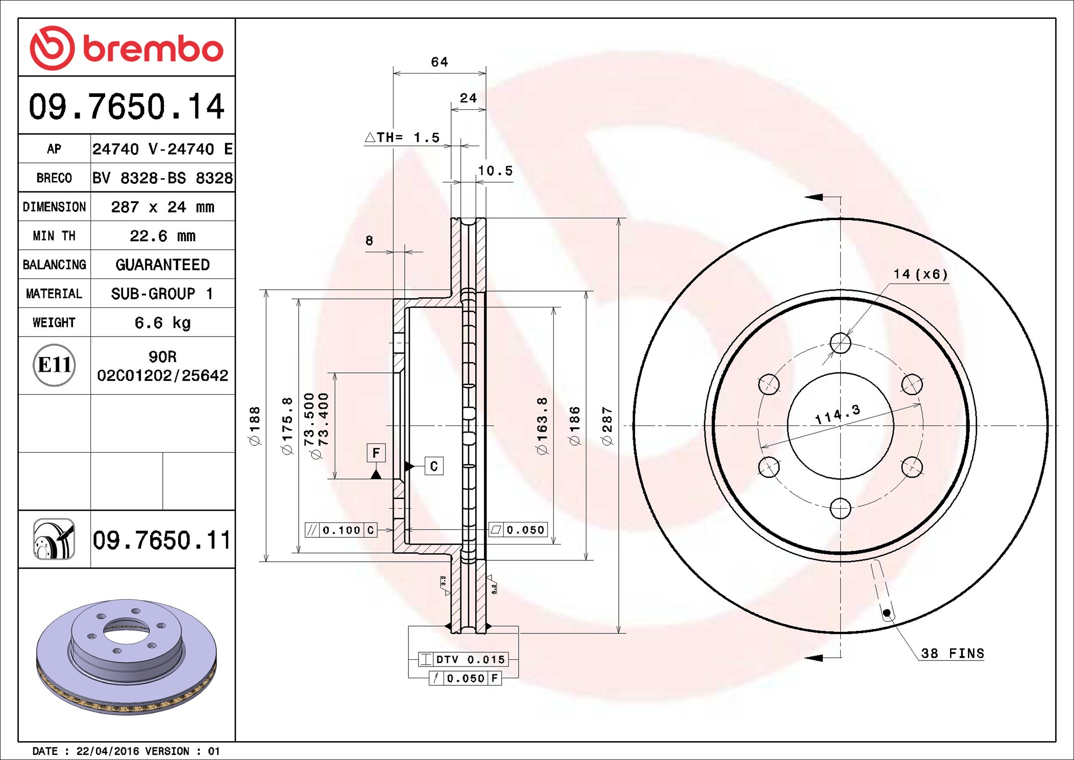 Discofreno - 09.7650.11 BREMBO