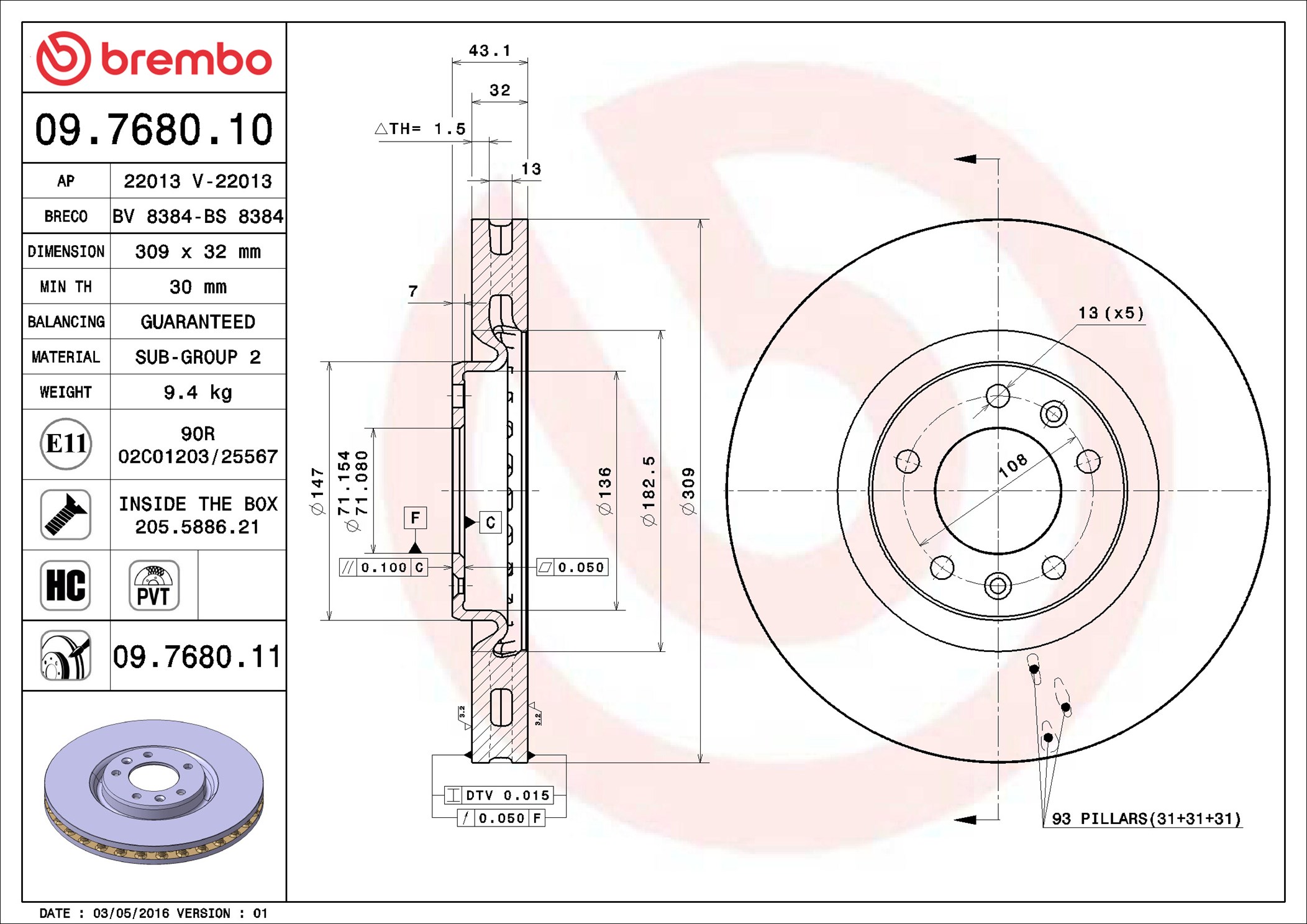 Discofreno - 09.7680.10 BREMBO
