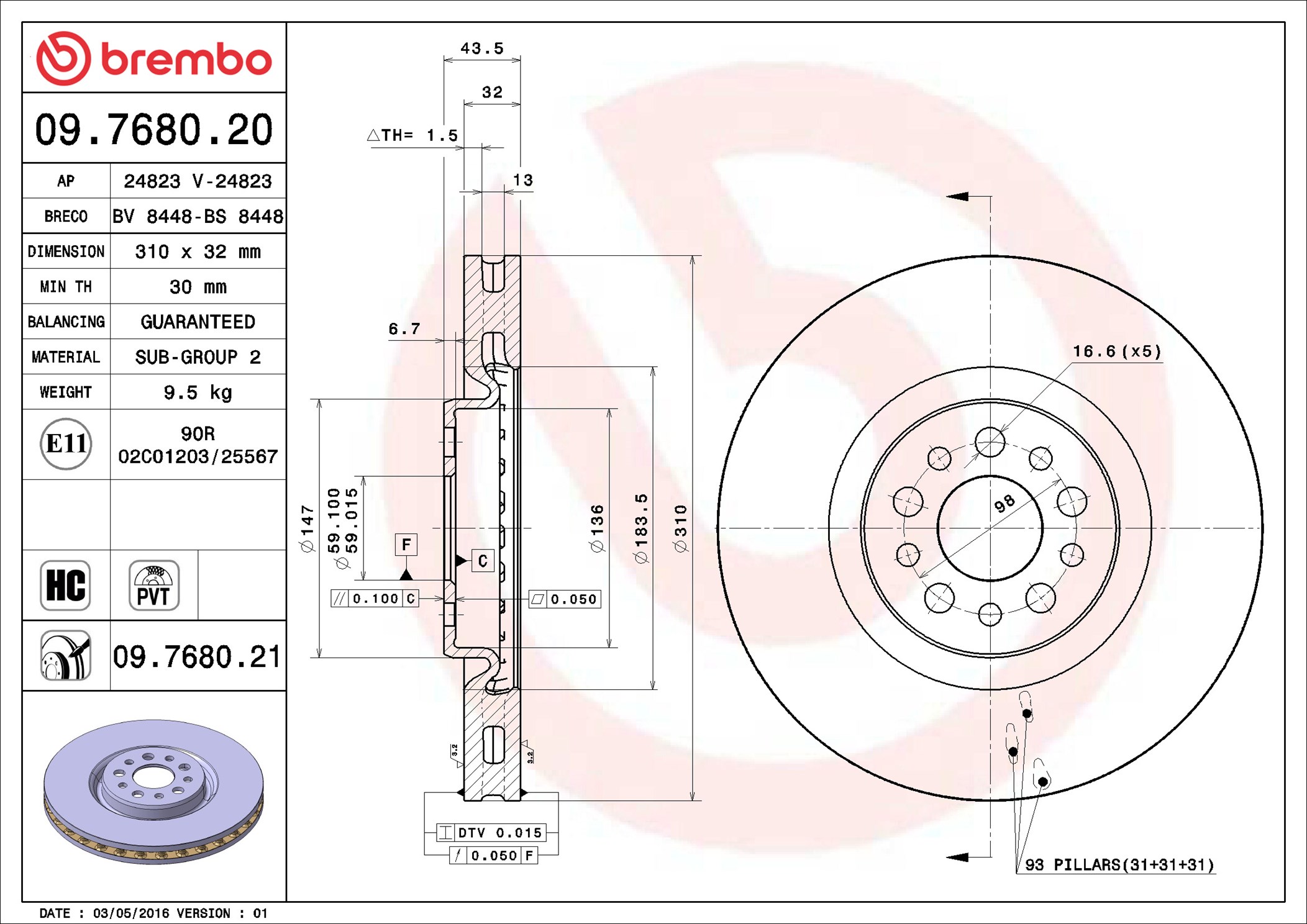 Discofreno - 09.7680.21 BREMBO
