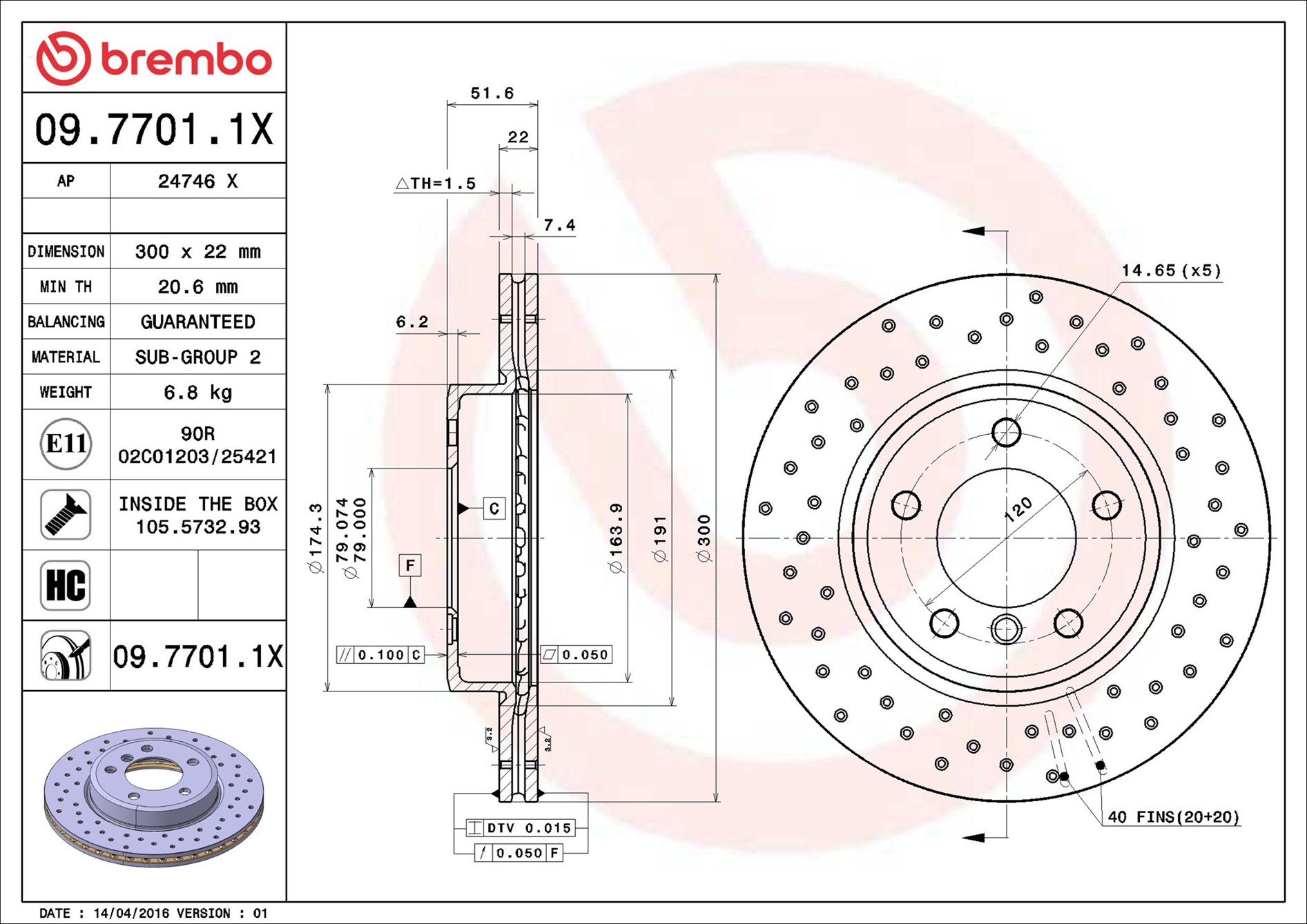 Brake Disc - 09.7701.1X BREMBO