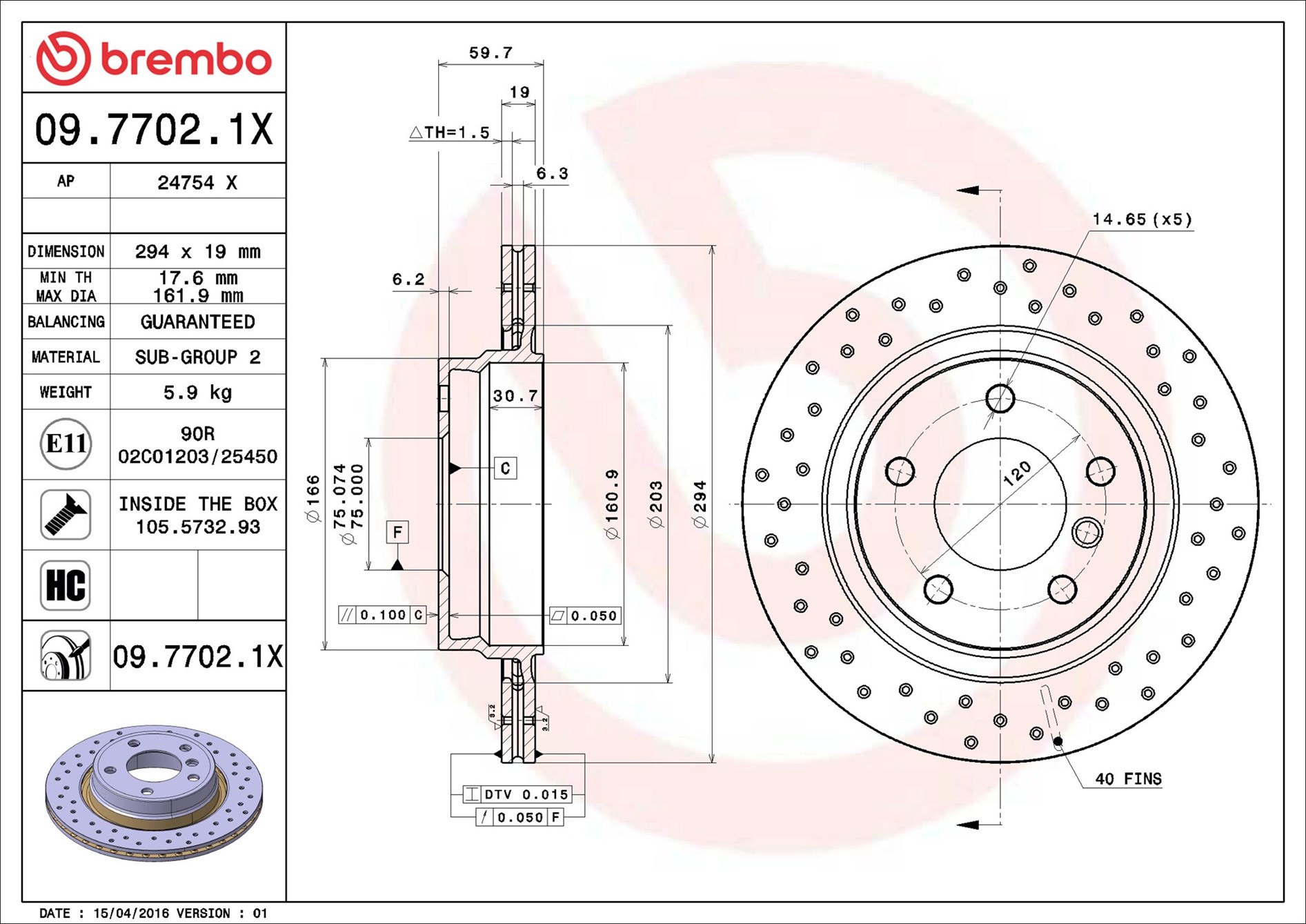 Brake Disc - 09.7702.1X BREMBO